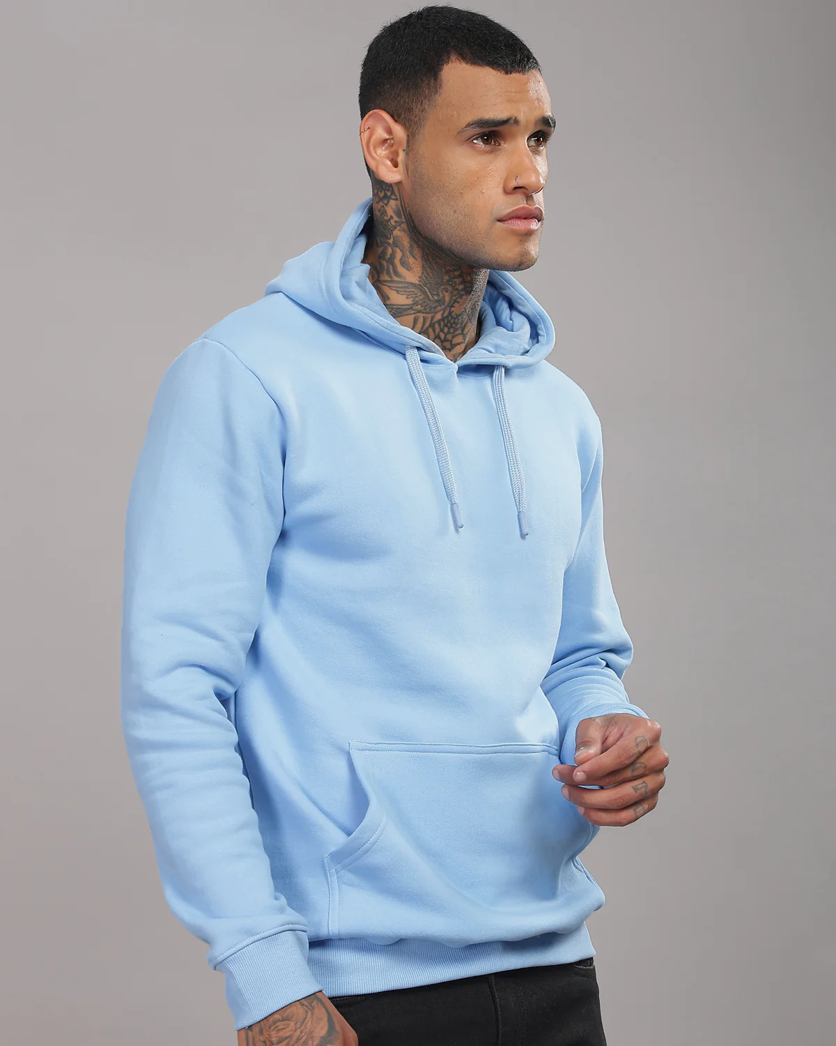 Men Blue Printed Hoodie - Image 5