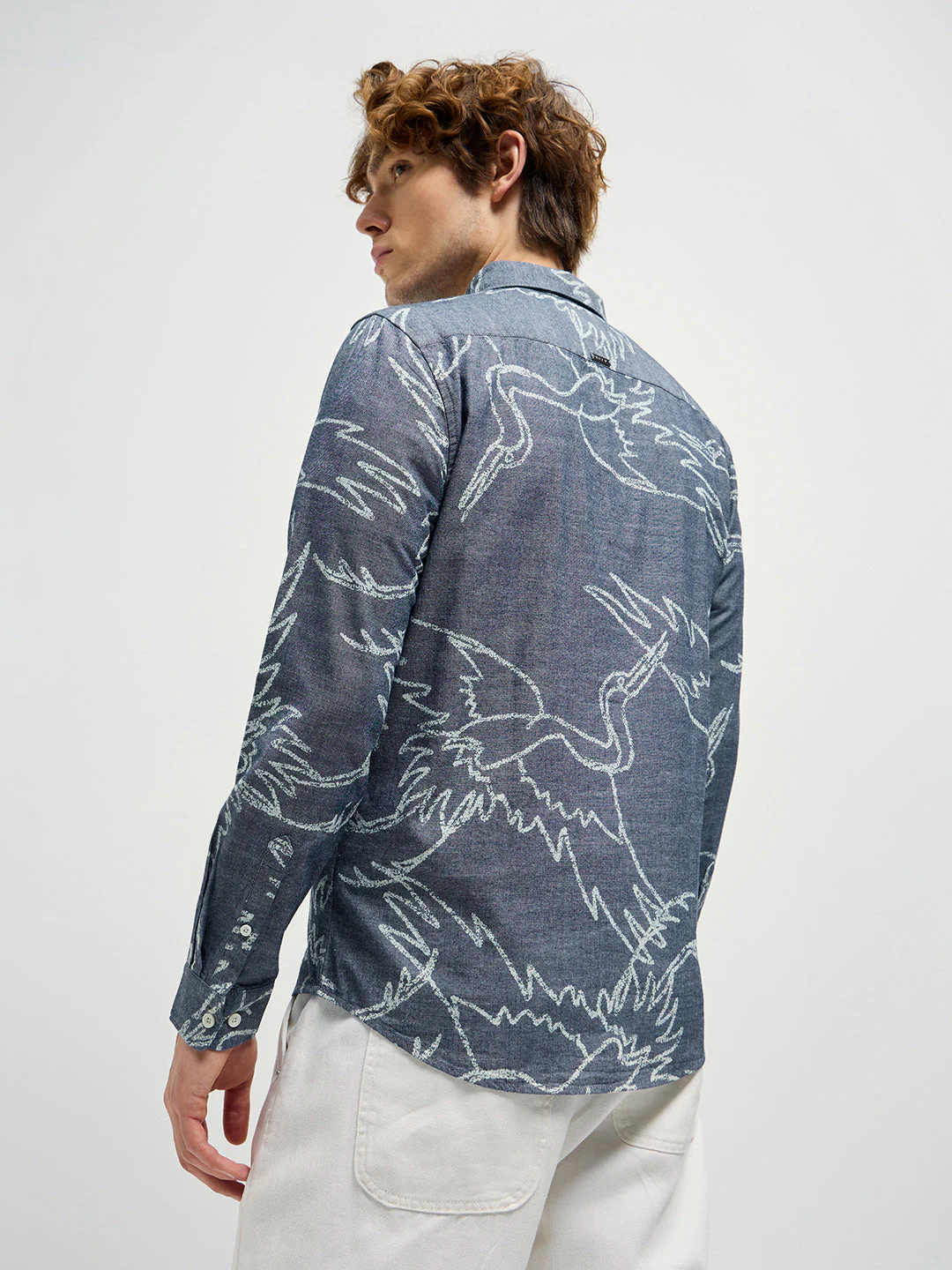 Men Blue Printed Slim Fit Casual Shirt - Image 2