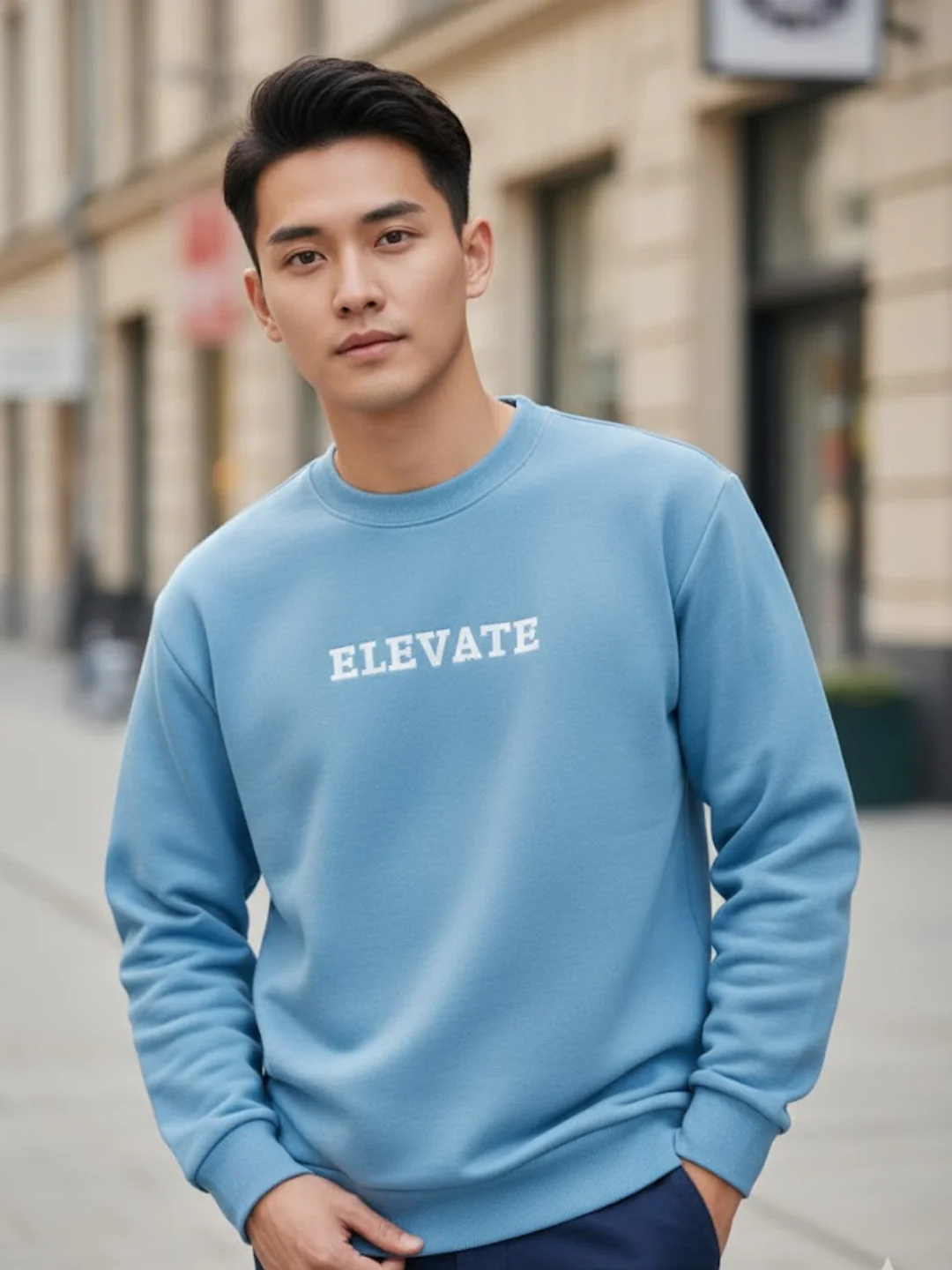 Men Blue Printed Sweatshirt