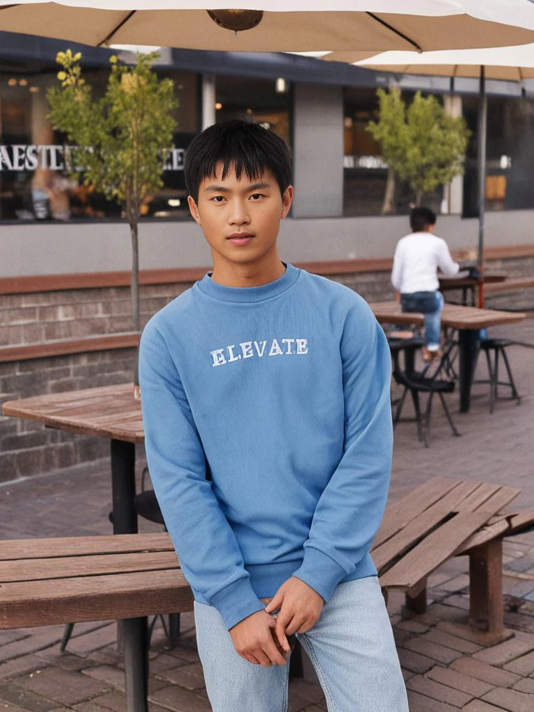 Men Blue Printed Sweatshirt - Image 4