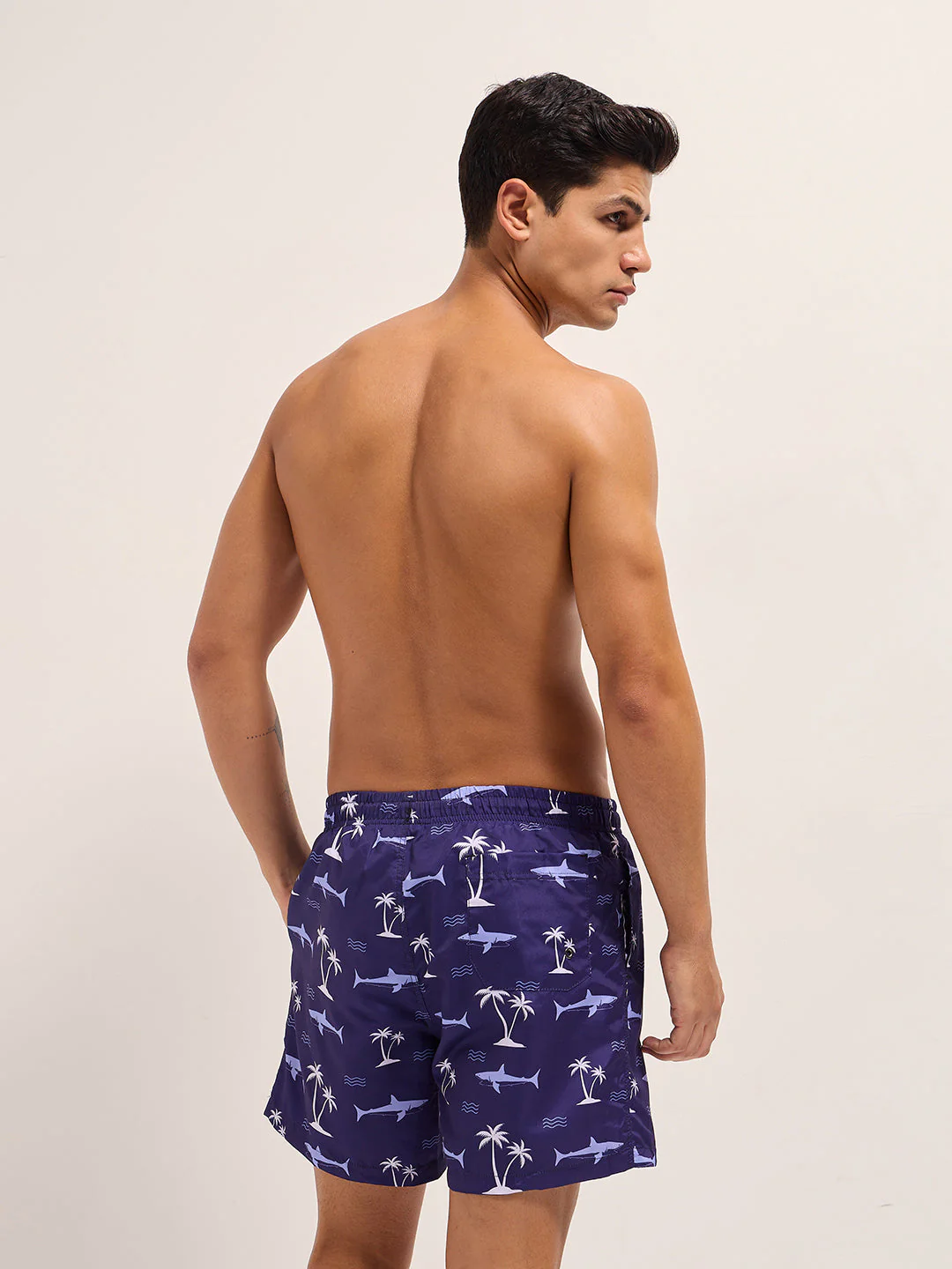 Men Blue Printed Swim Shorts - Image 2