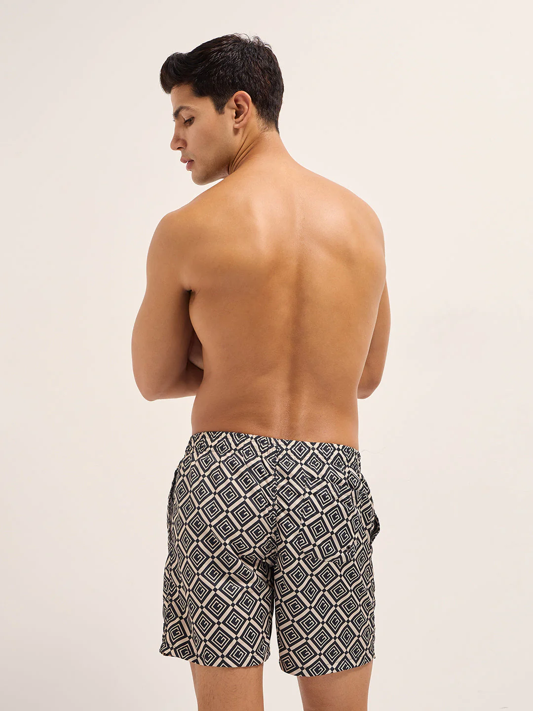 Men Blue Printed Swim Shorts - Image 2