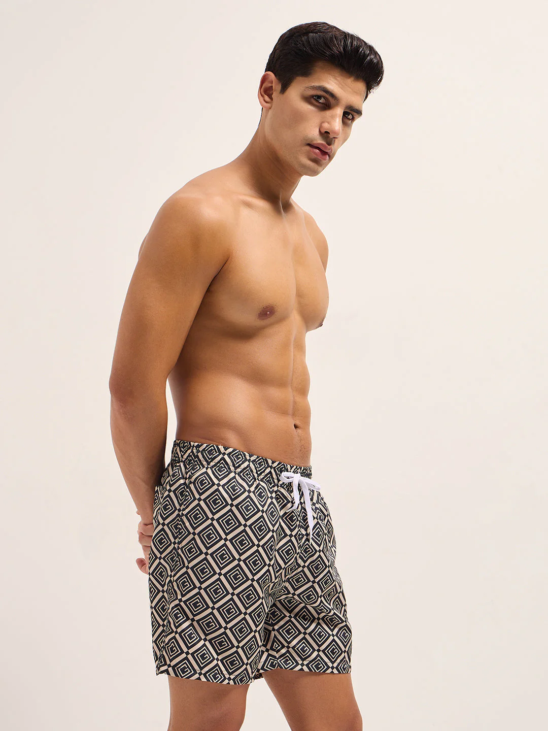 Men Blue Printed Swim Shorts - Image 3