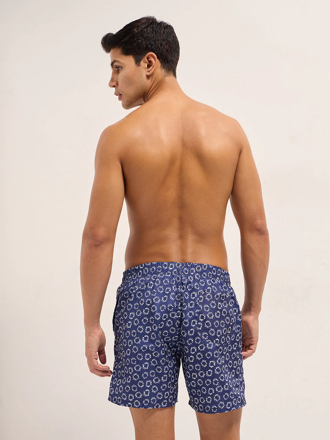 Men Blue Printed Swim Shorts - Image 2
