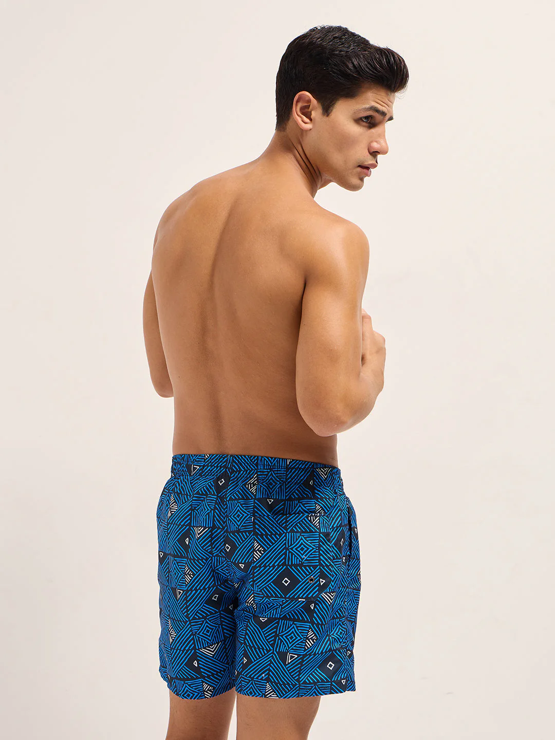 Men Blue Printed Swim Shorts - Image 2