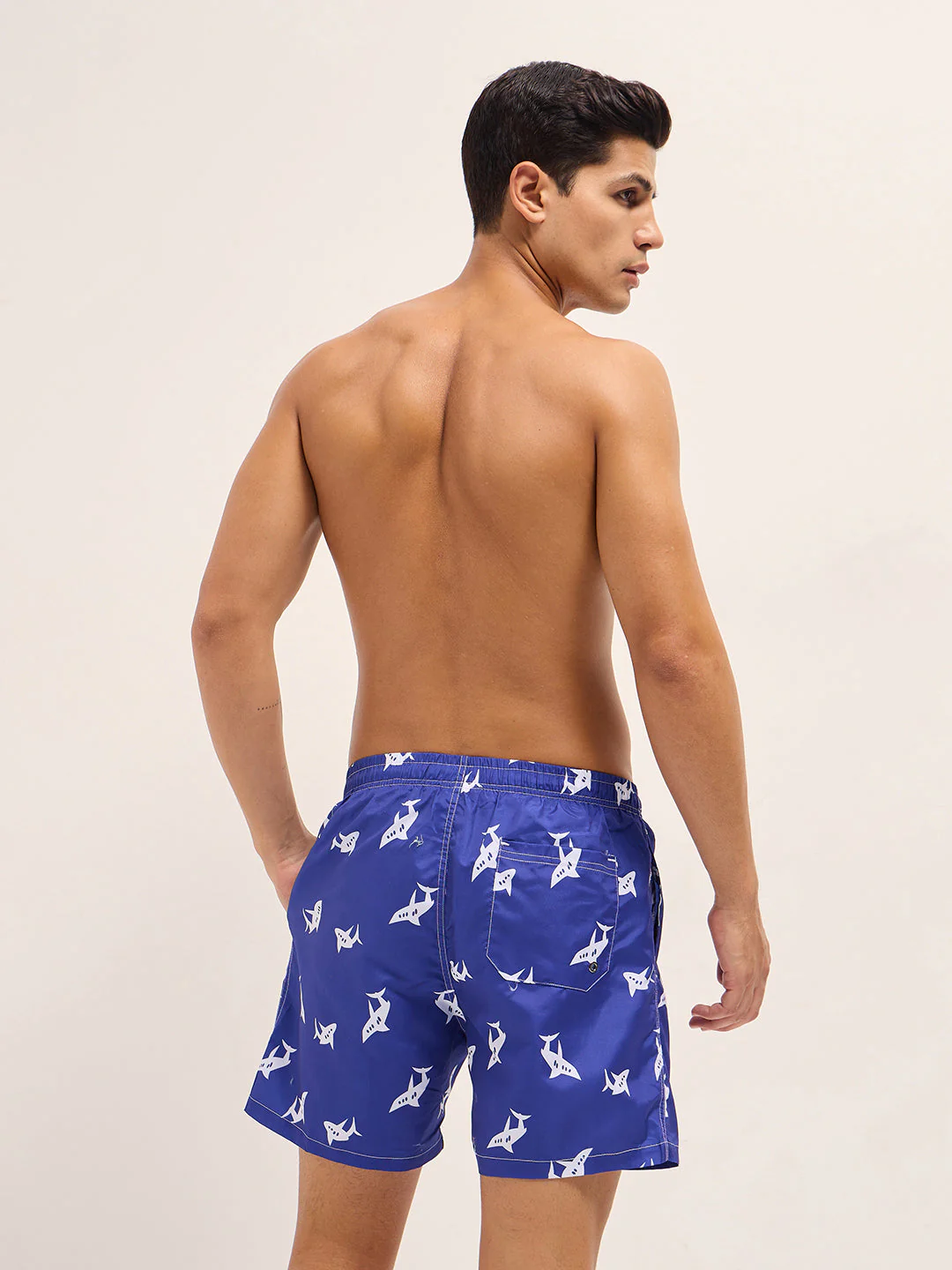 Men Blue Printed Swim Shorts - Image 2