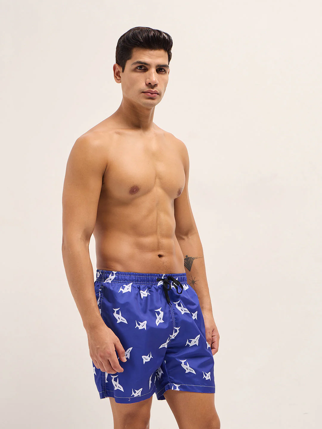Men Blue Printed Swim Shorts - Image 3
