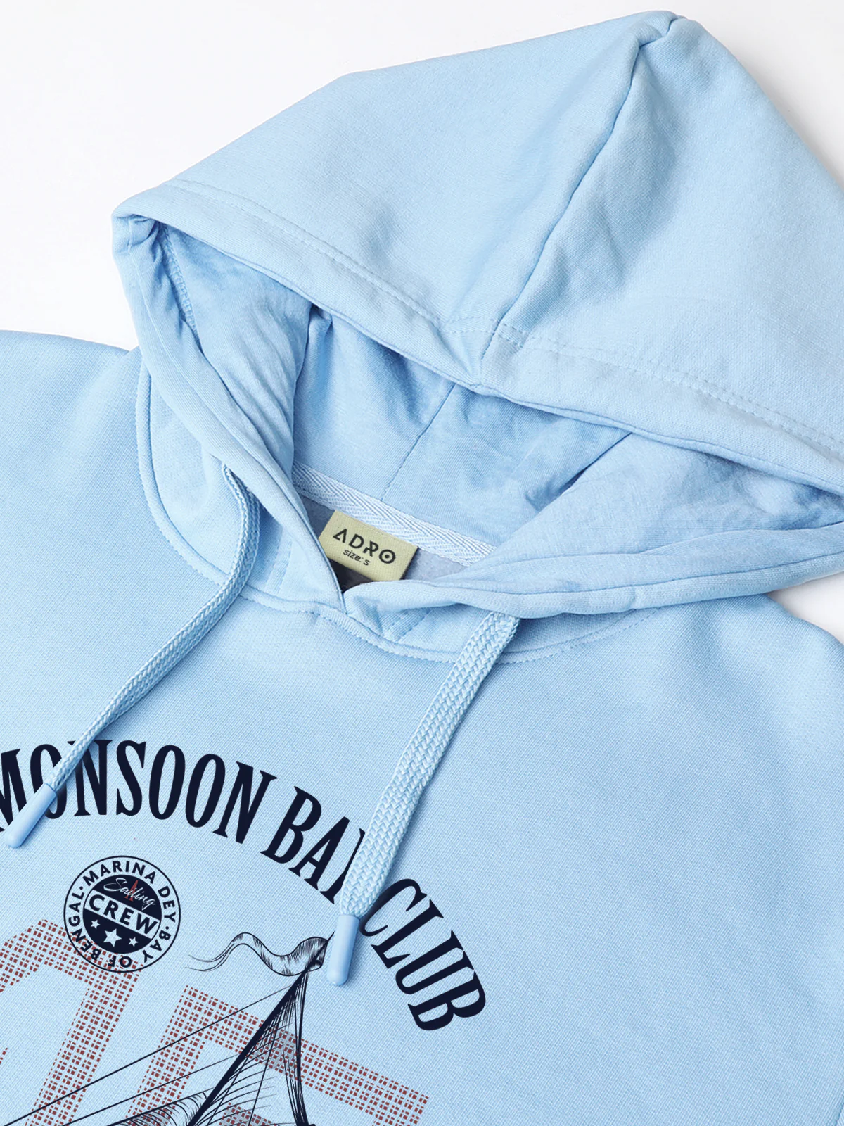 Men Blue Printed Hoodie - Image 4