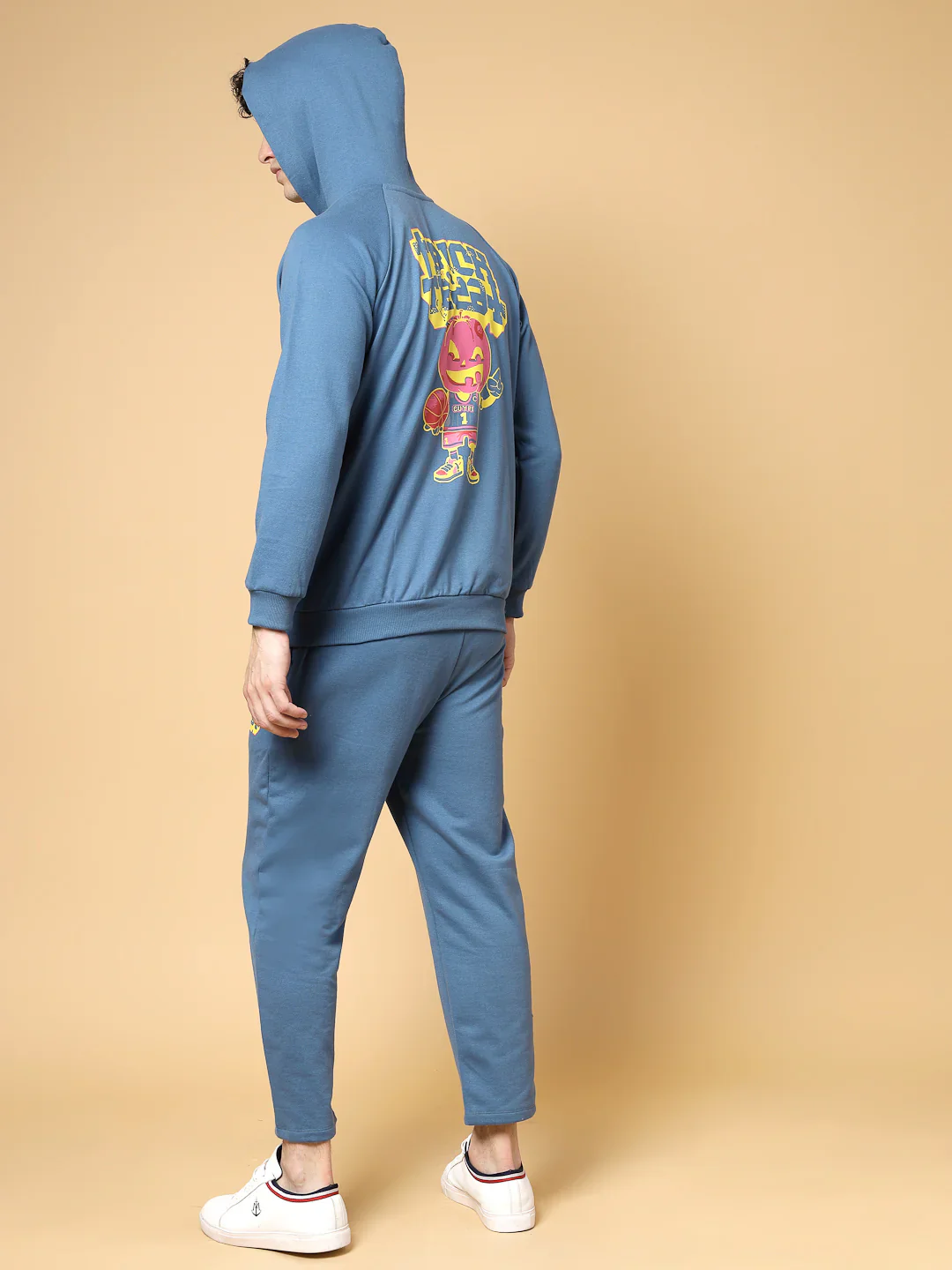 Men Blue Printed Tracksuit - Image 2