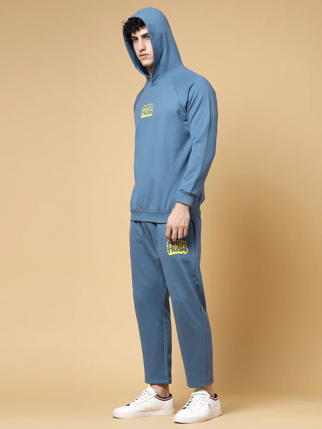 Men Blue Printed Tracksuit - Image 3