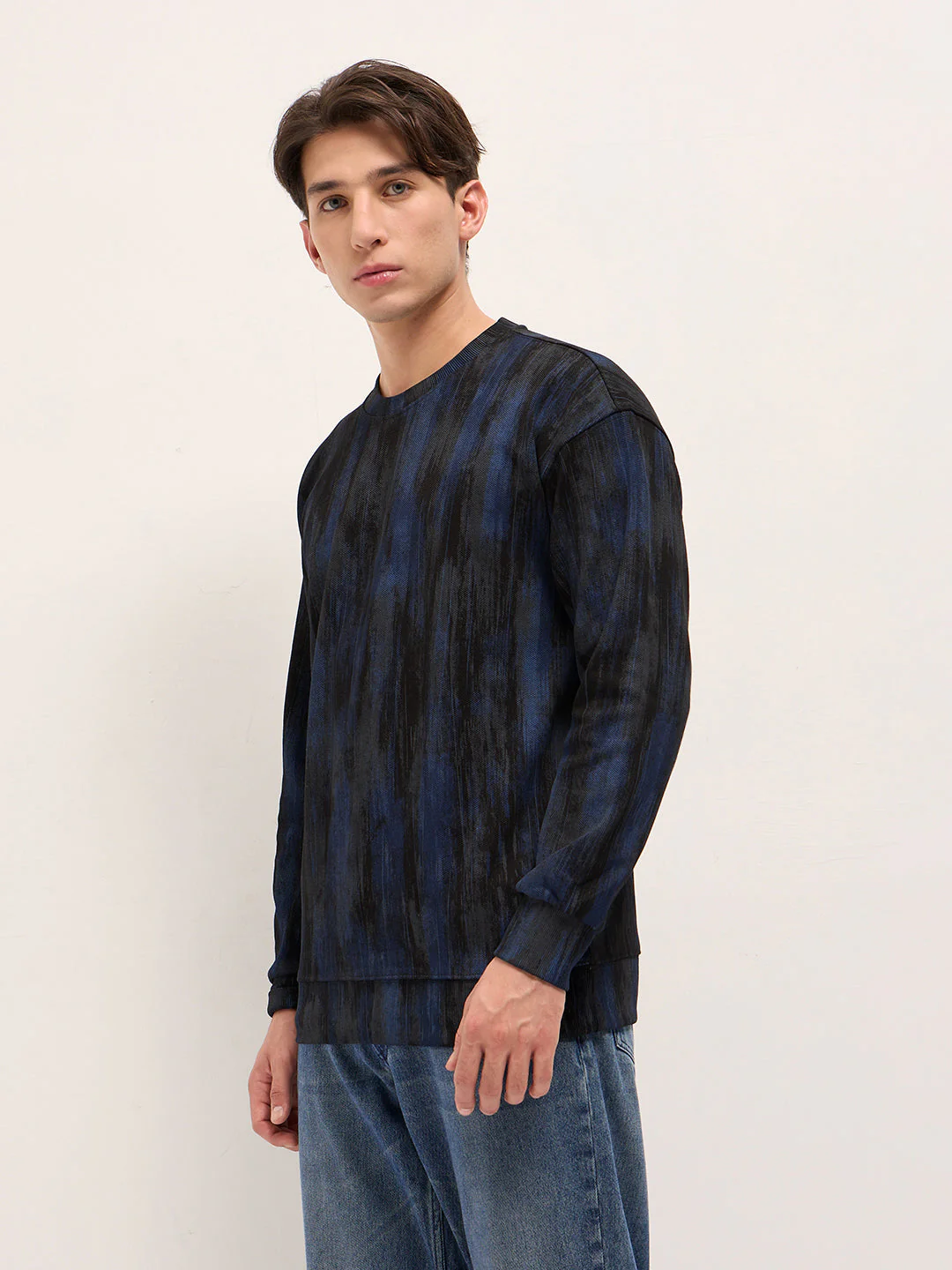 Men Blue Regular Fit Crew Neck T-Shirt - Image 3