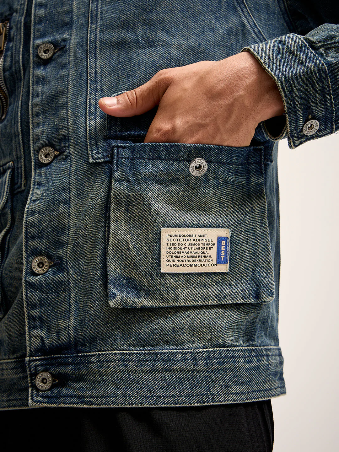 Men Blue Regular Fit Denim Jacket - Image 6