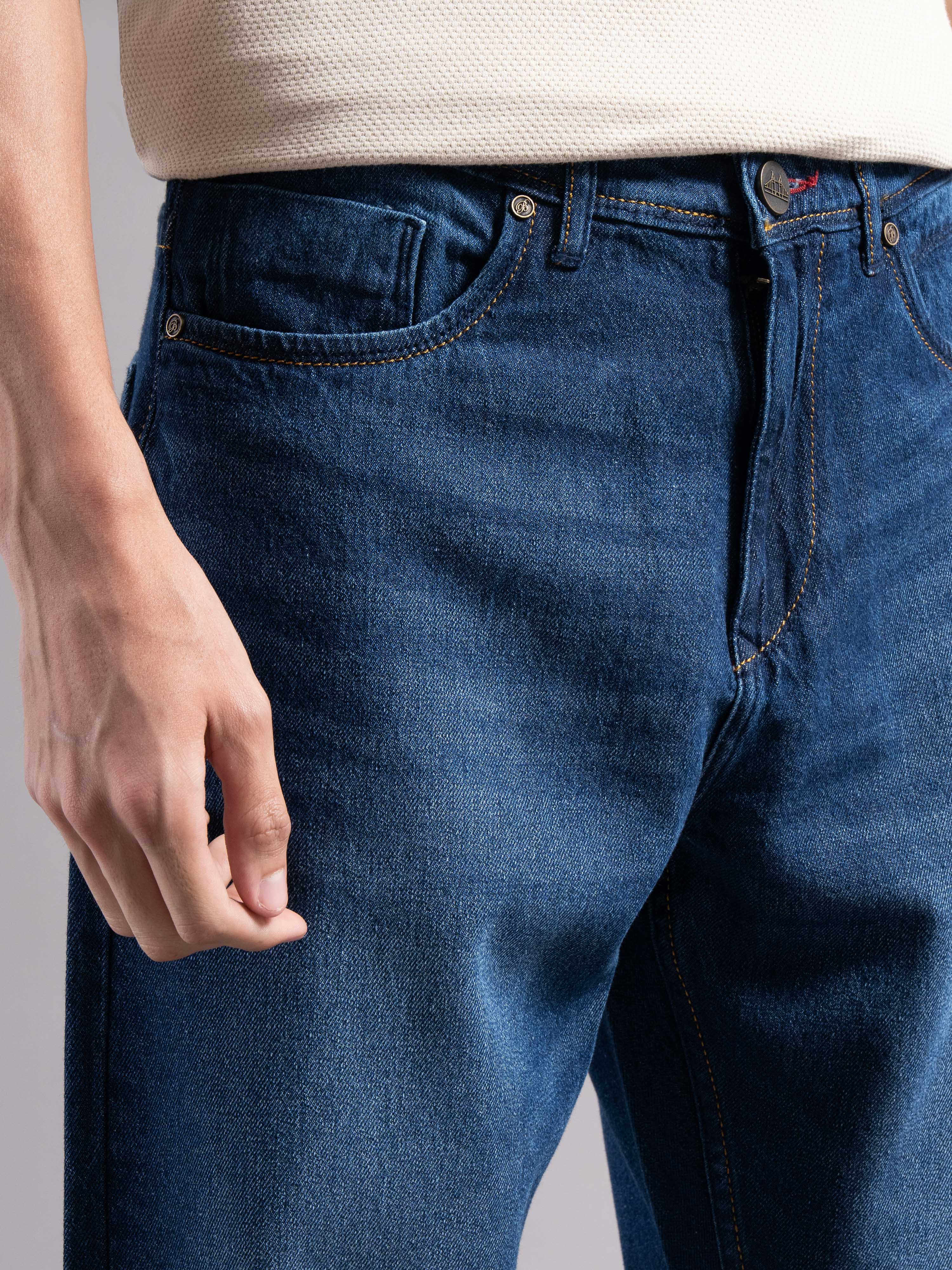 Men Blue Regular Fit Jeans - Image 5