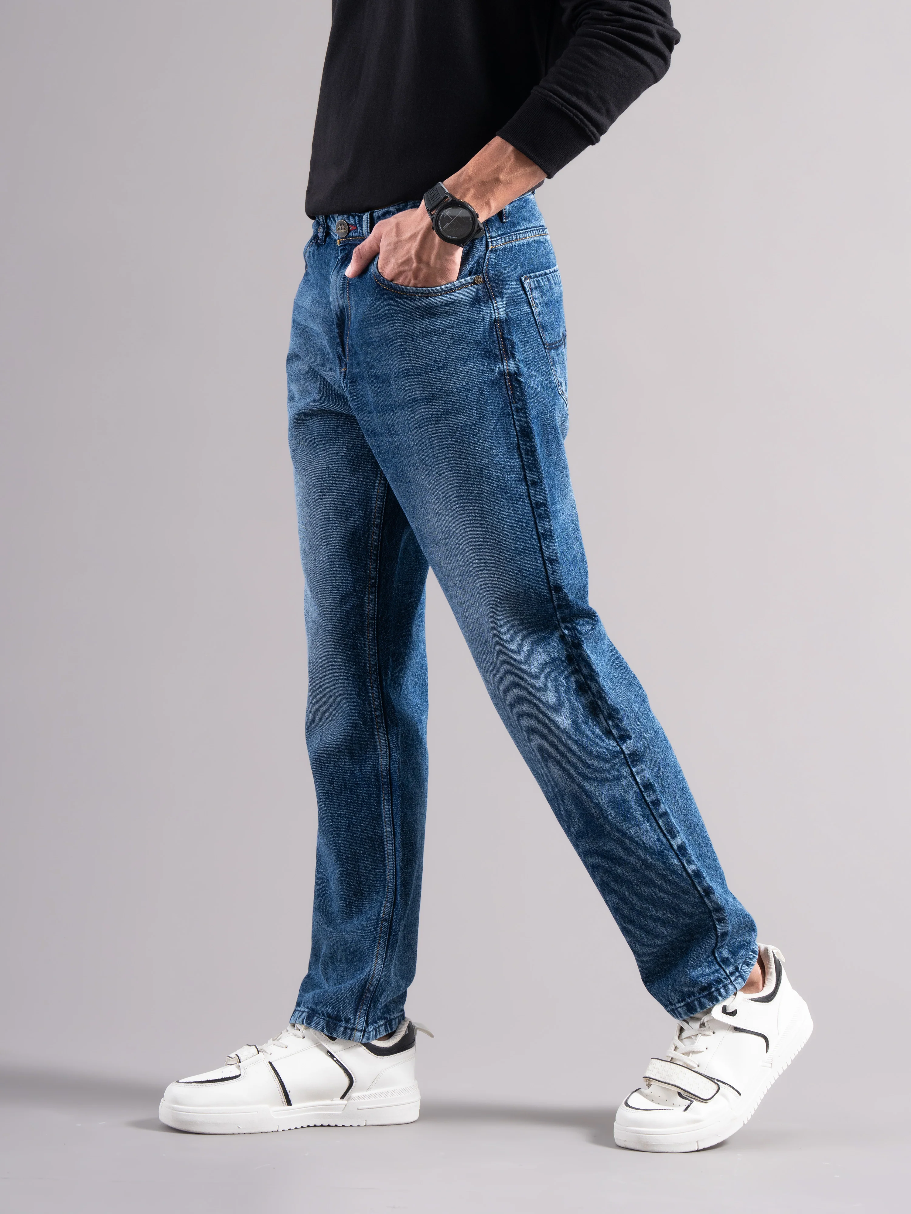 Men Blue Regular Fit Jeans - Image 3