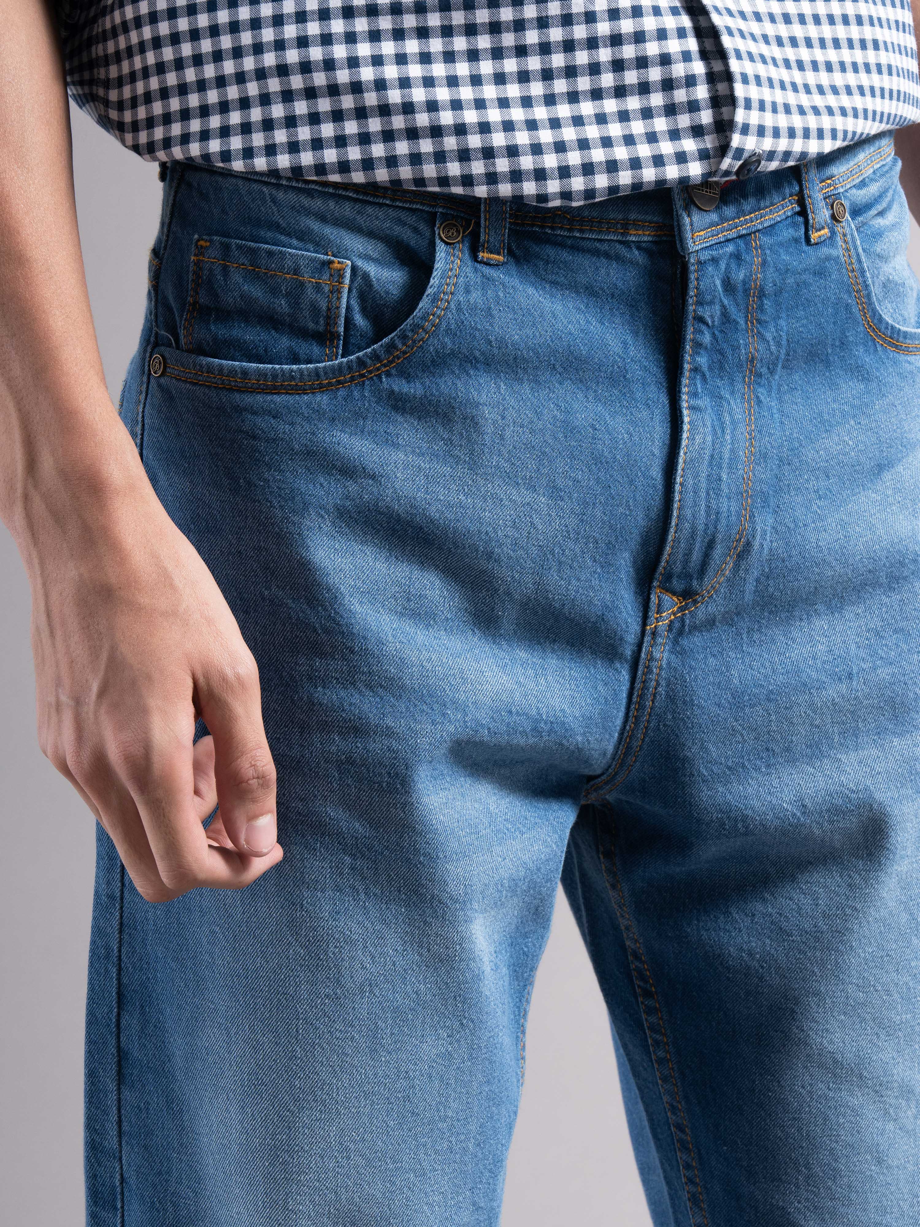 Men Blue Regular Fit Jeans - Image 5