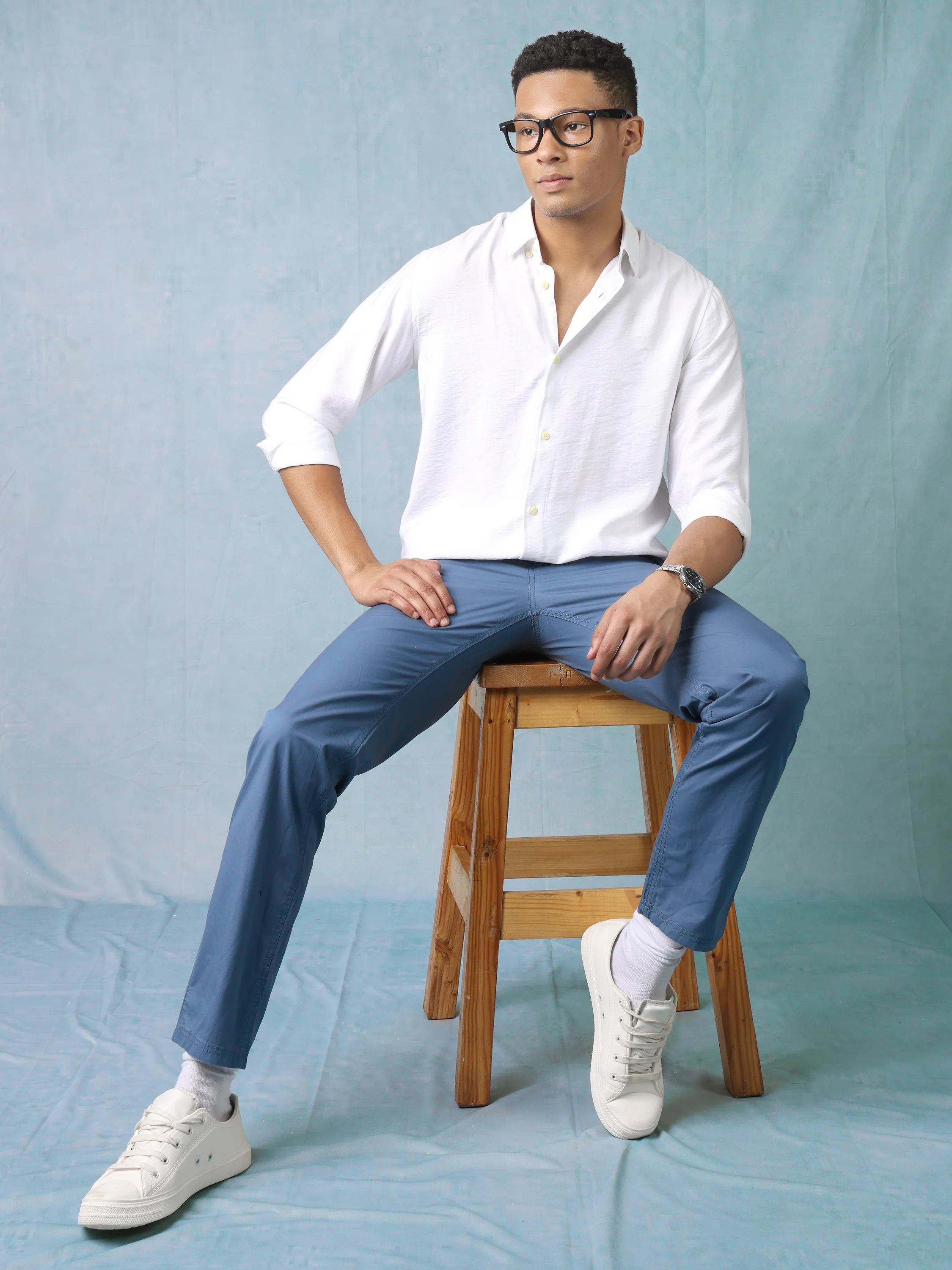 Men Blue Regular Fit Joggers - Image 2