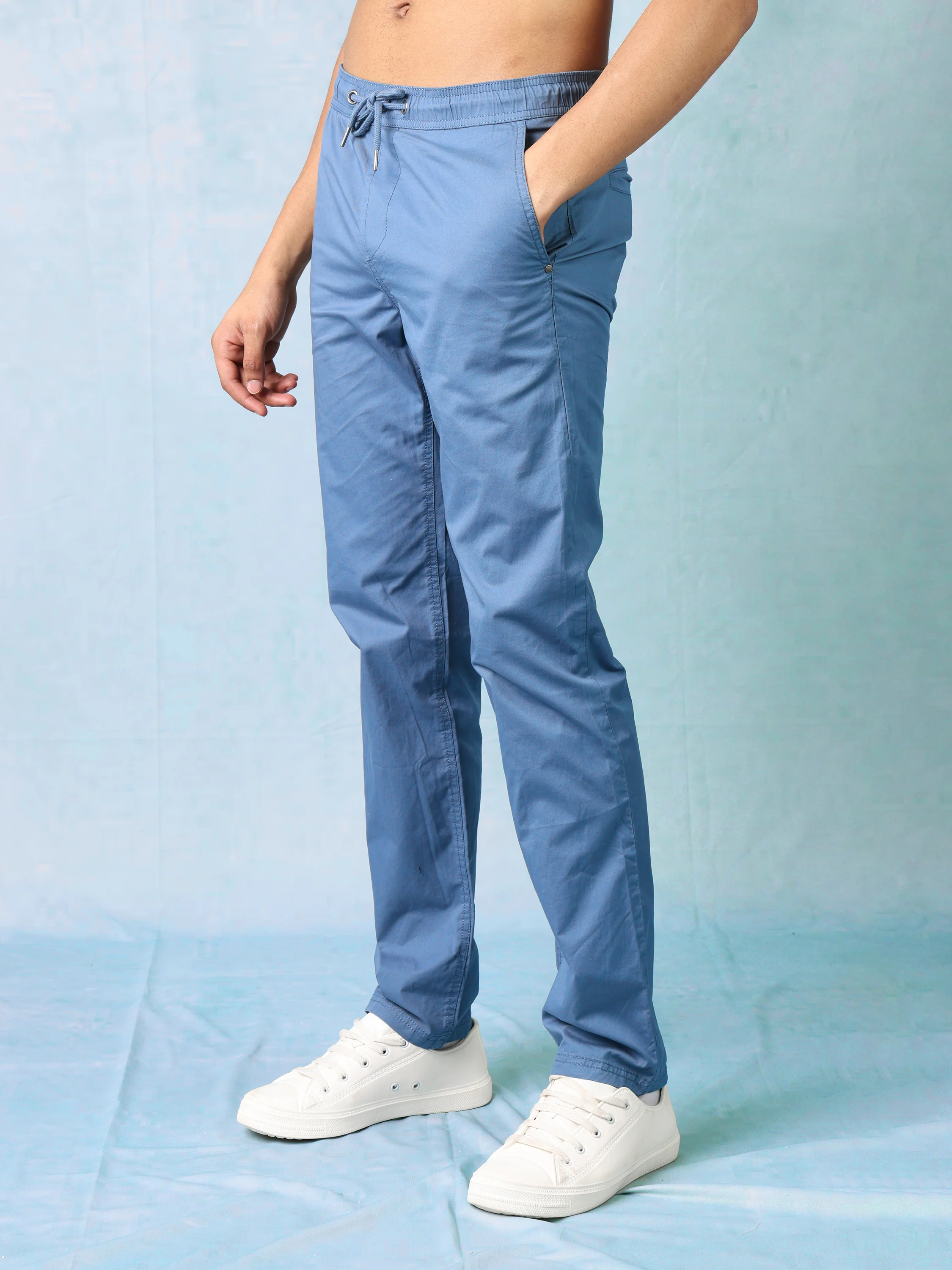 Men Blue Regular Fit Joggers - Image 3
