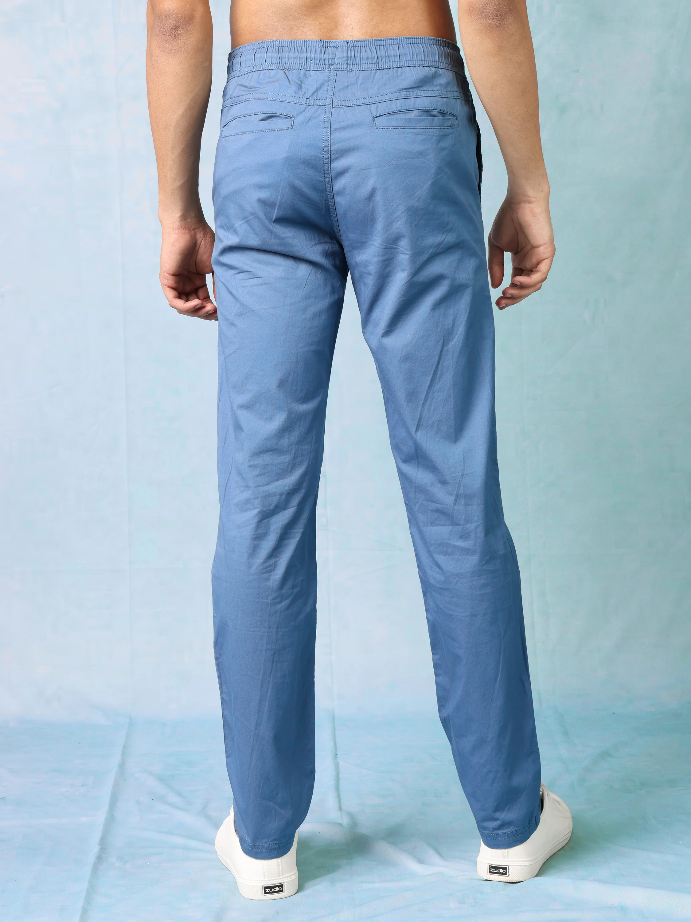 Men Blue Regular Fit Joggers - Image 4