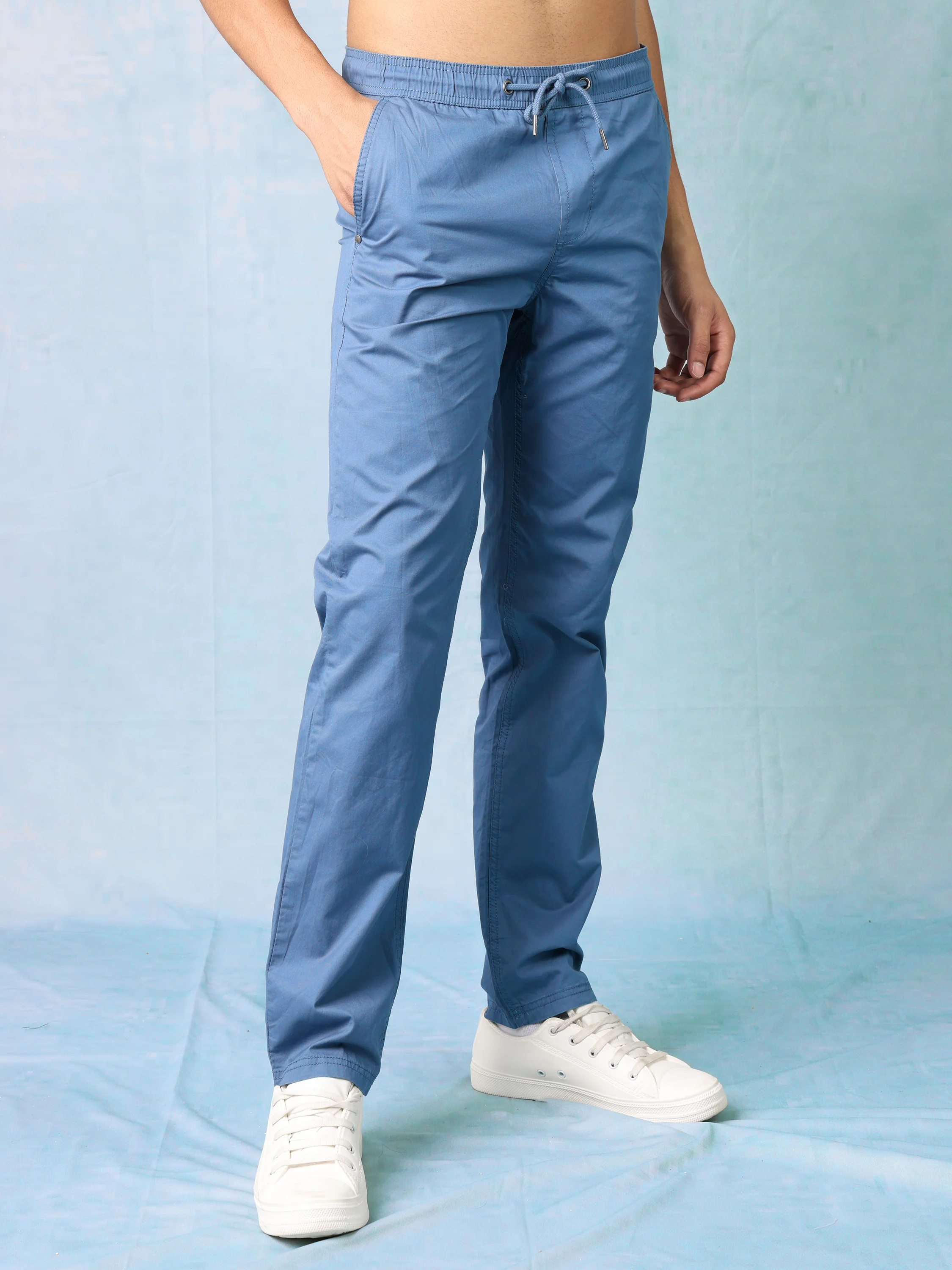 Men Blue Regular Fit Joggers - Image 5