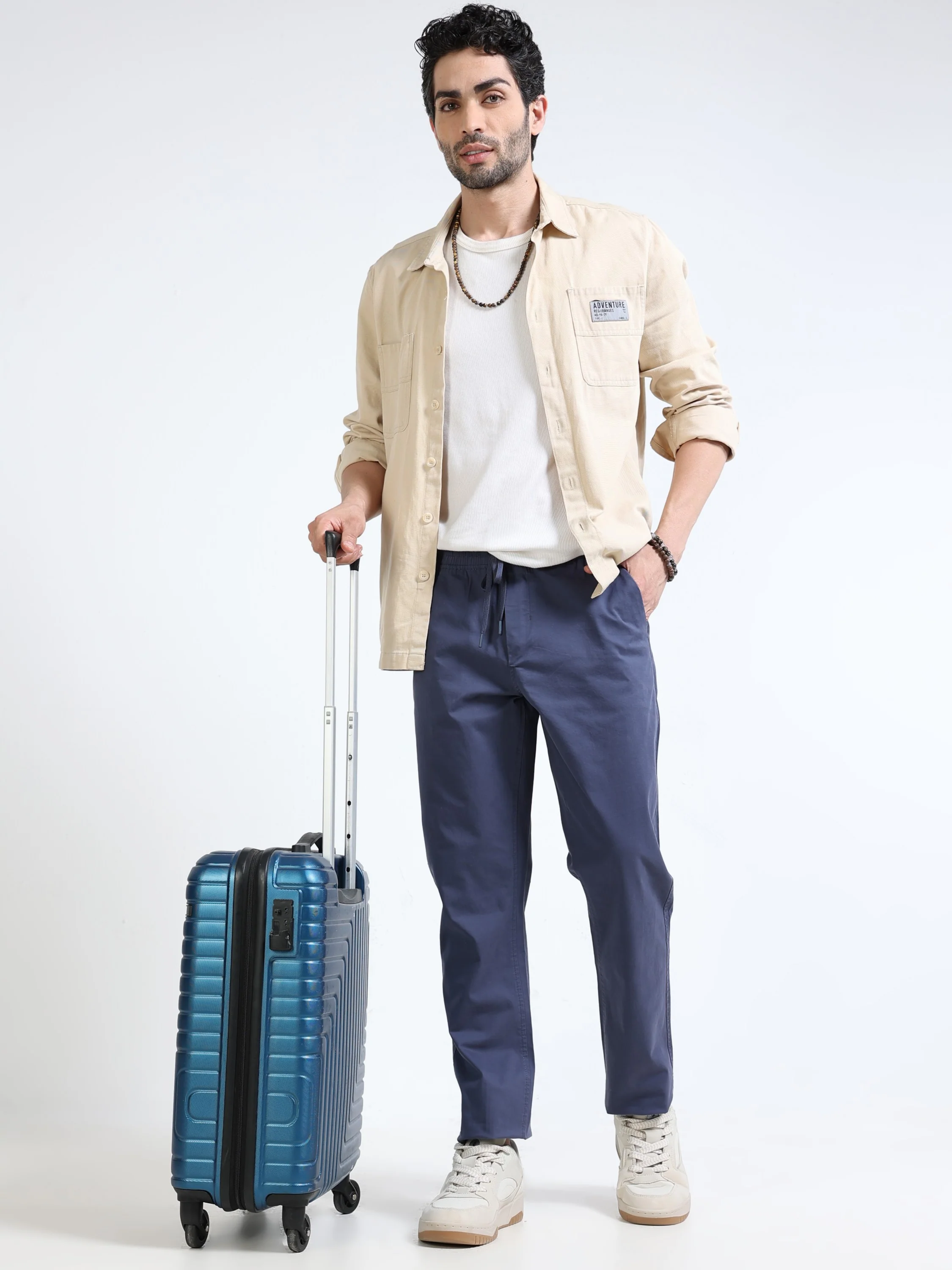 Men Blue Casual Pants - Image 2