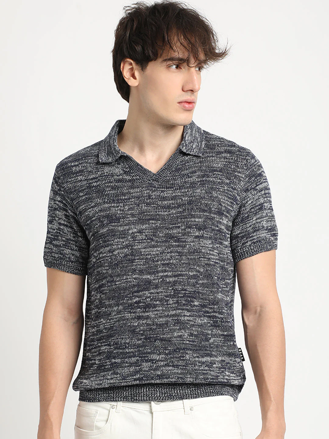 Men Blue Regular Fit Polo Collar T-shirt - Image 2