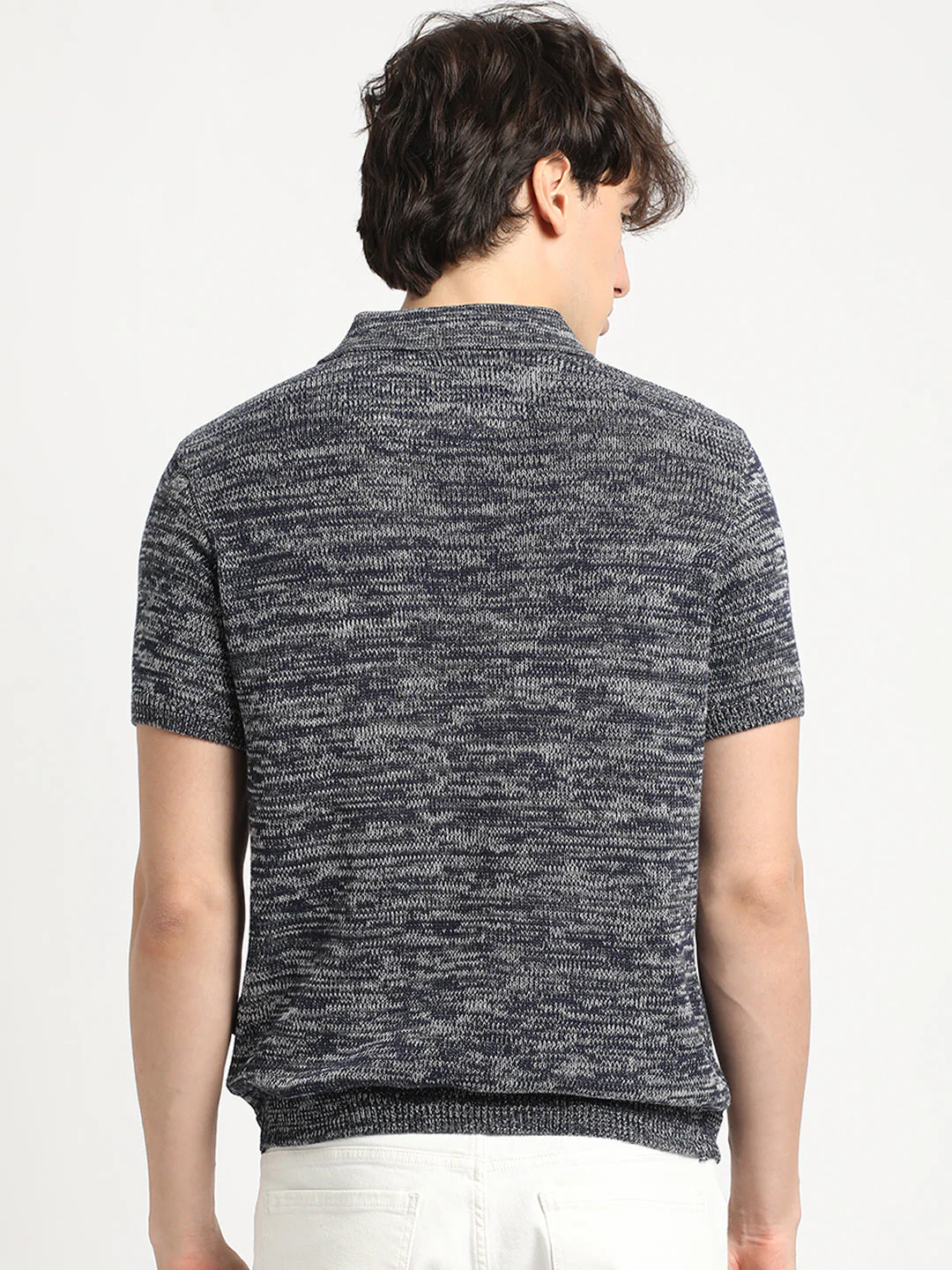 Men Blue Regular Fit Polo Collar T-shirt - Image 4