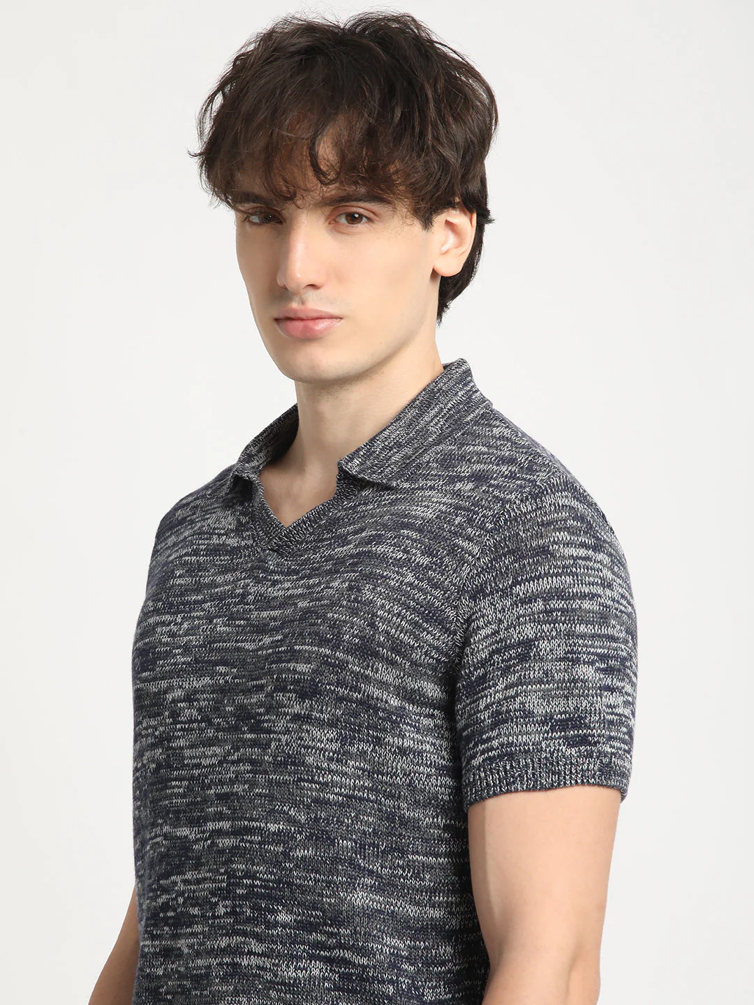 Men Blue Regular Fit Polo Collar T-shirt - Image 6