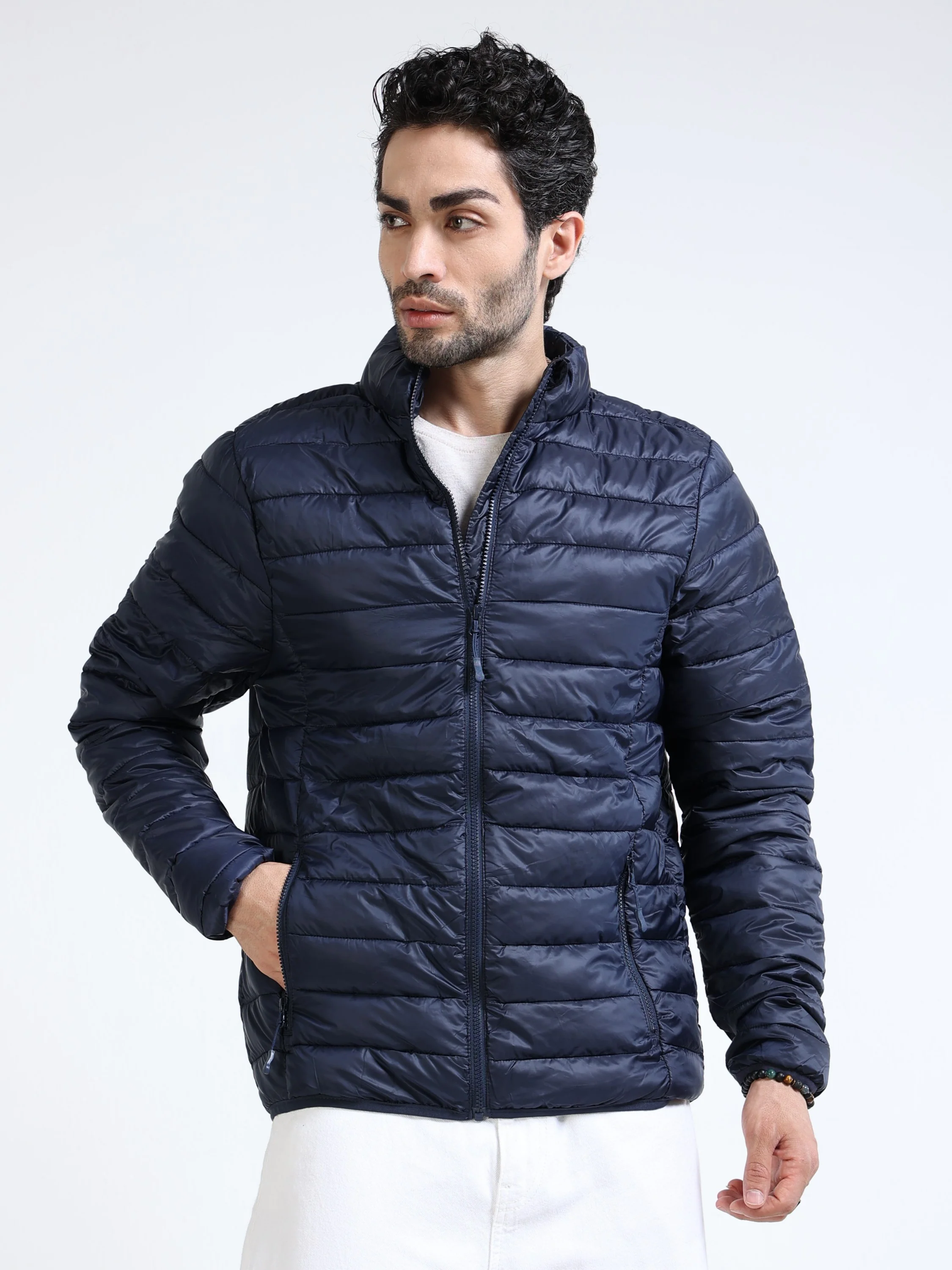 Men Blue Puffer Jacket