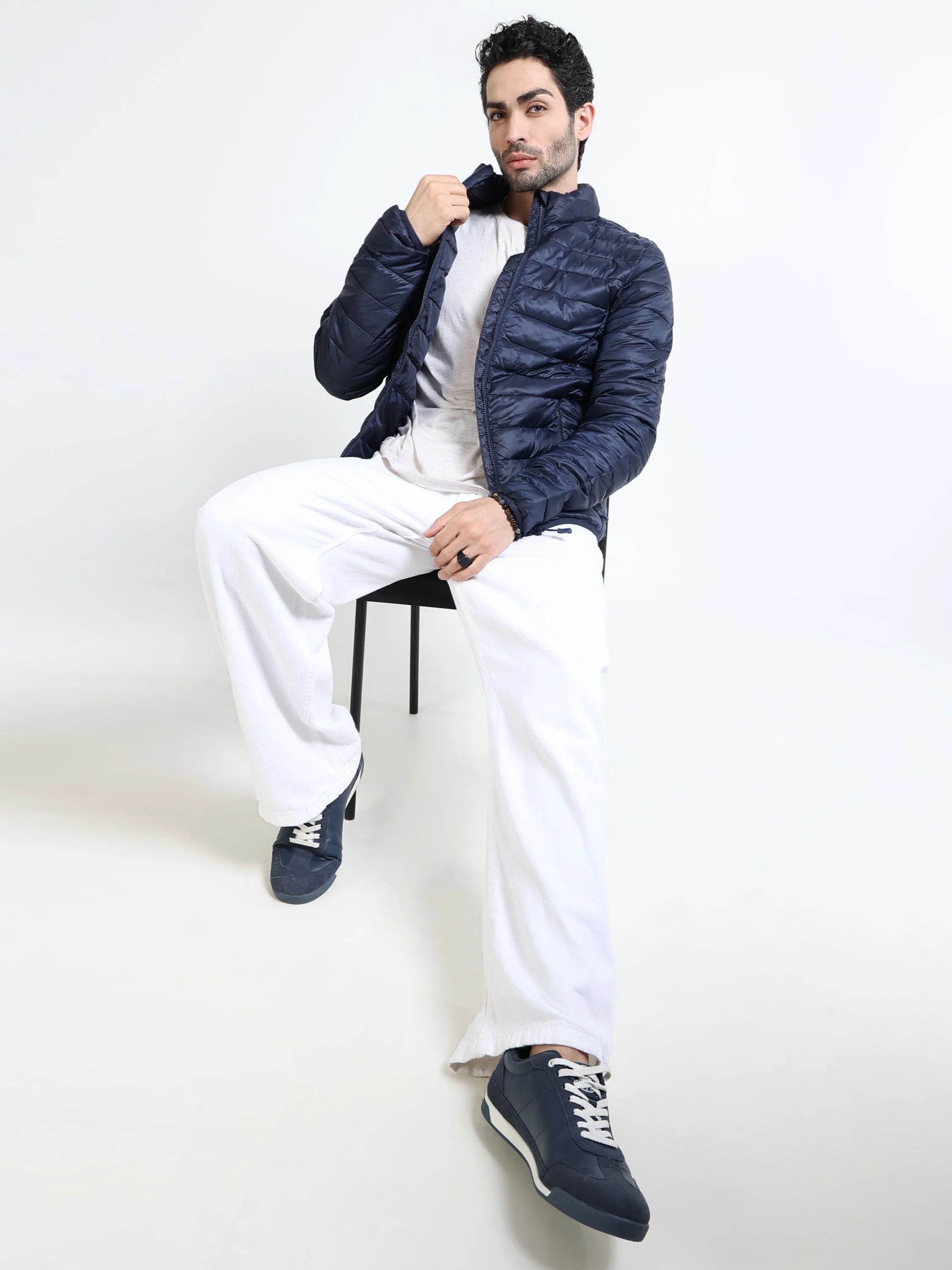Men Blue Puffer Jacket - Image 2
