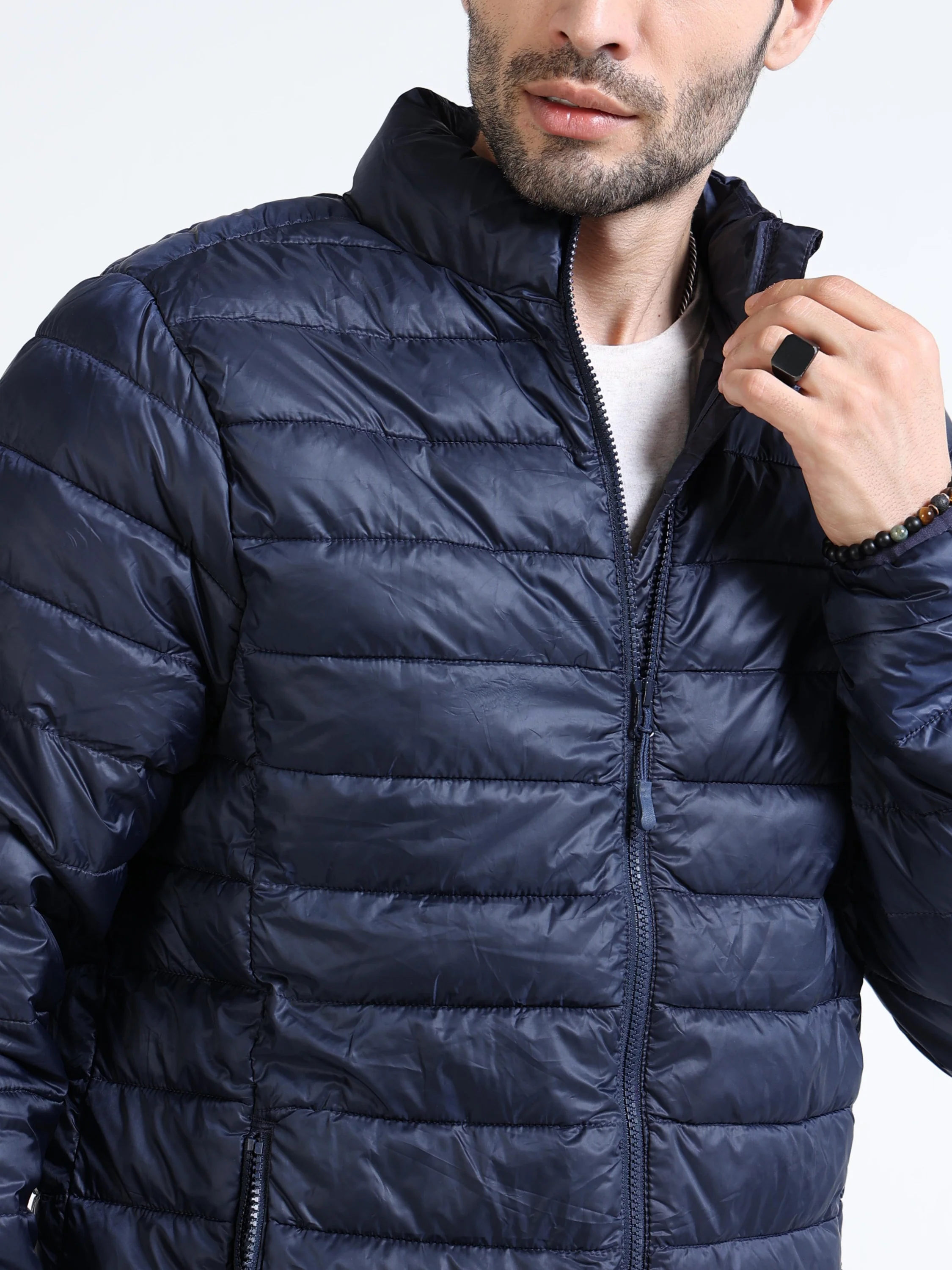 Men Blue Puffer Jacket - Image 3