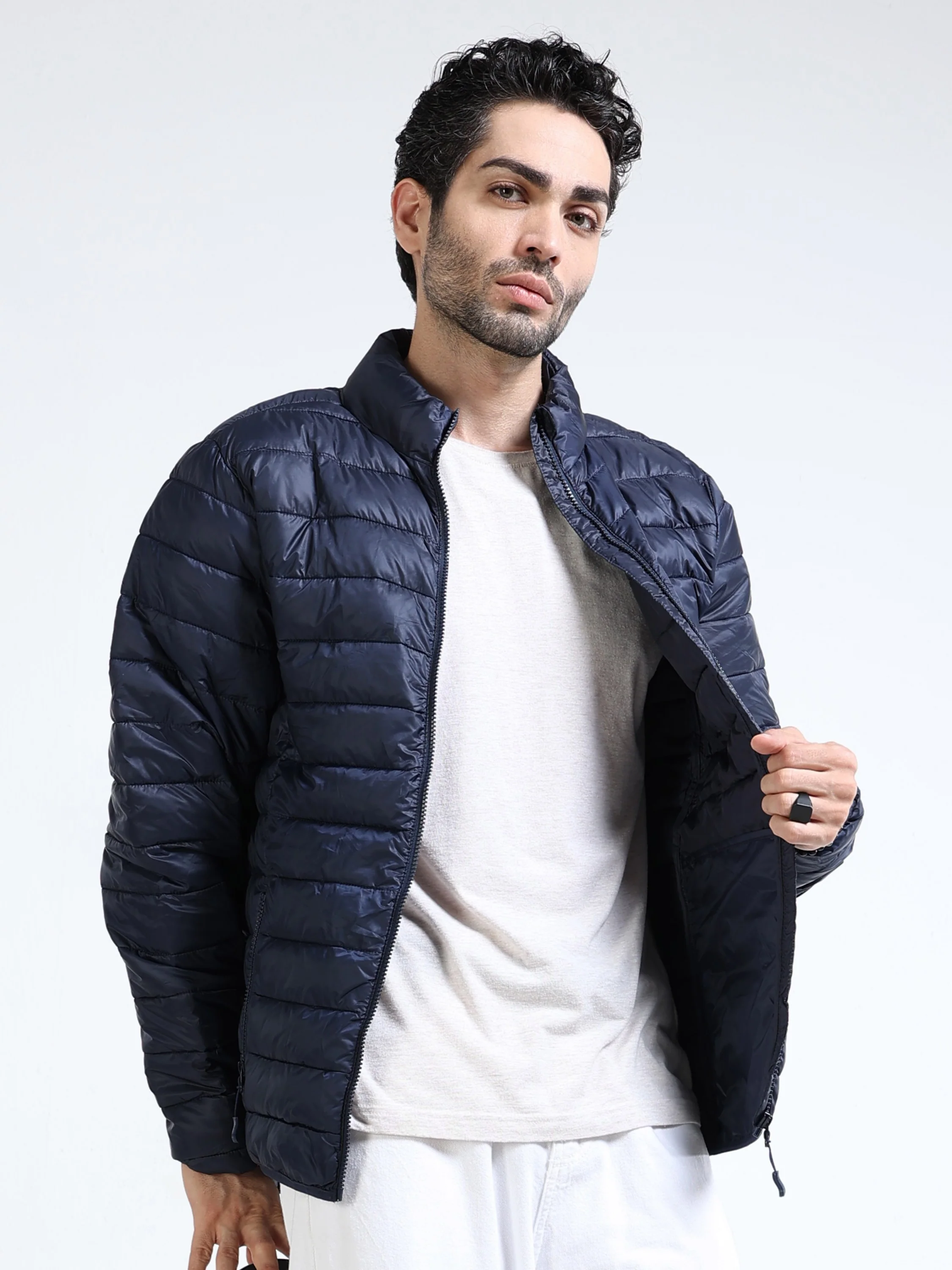 Men Blue Puffer Jacket - Image 4