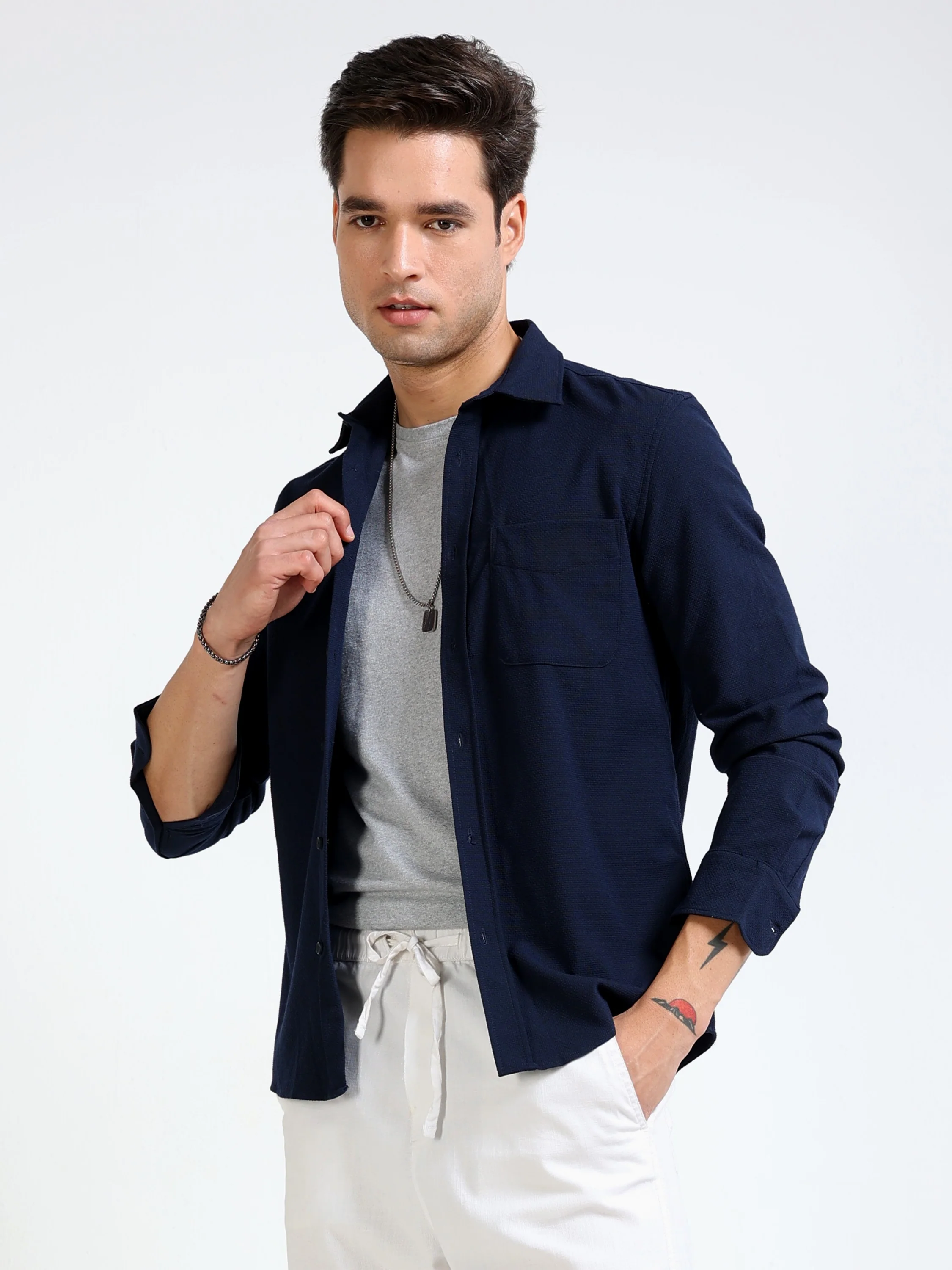 Men Blue Regular Fit Shirt - Image 4