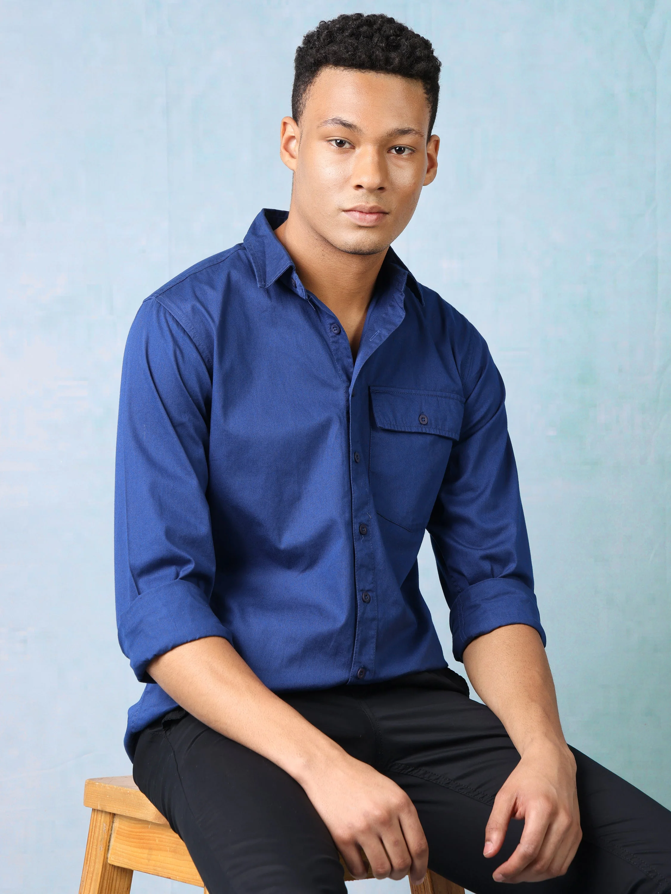 Men Blue Regular Fit Shirt - Image 3
