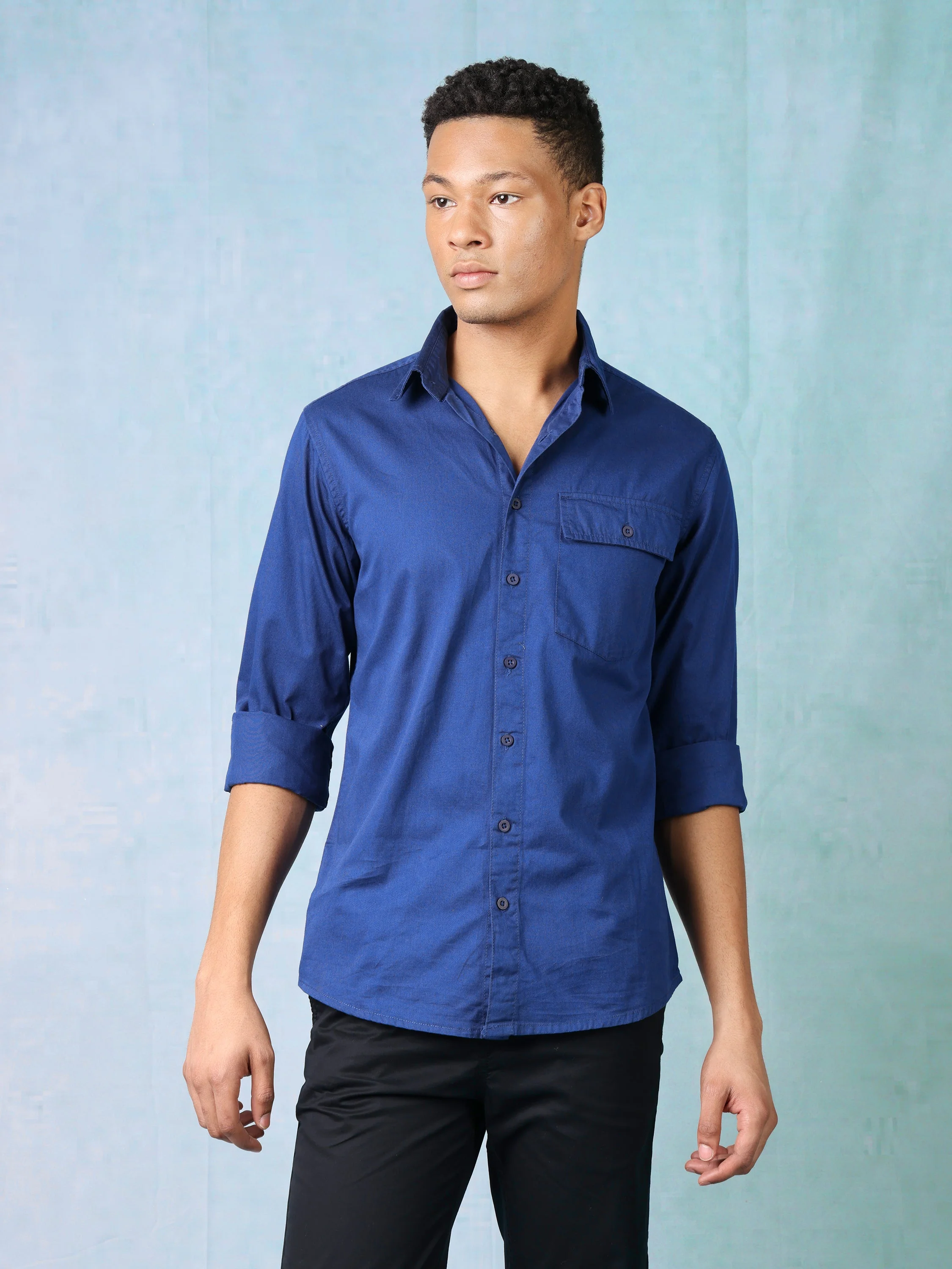 Men Blue Regular Fit Shirt - Image 5