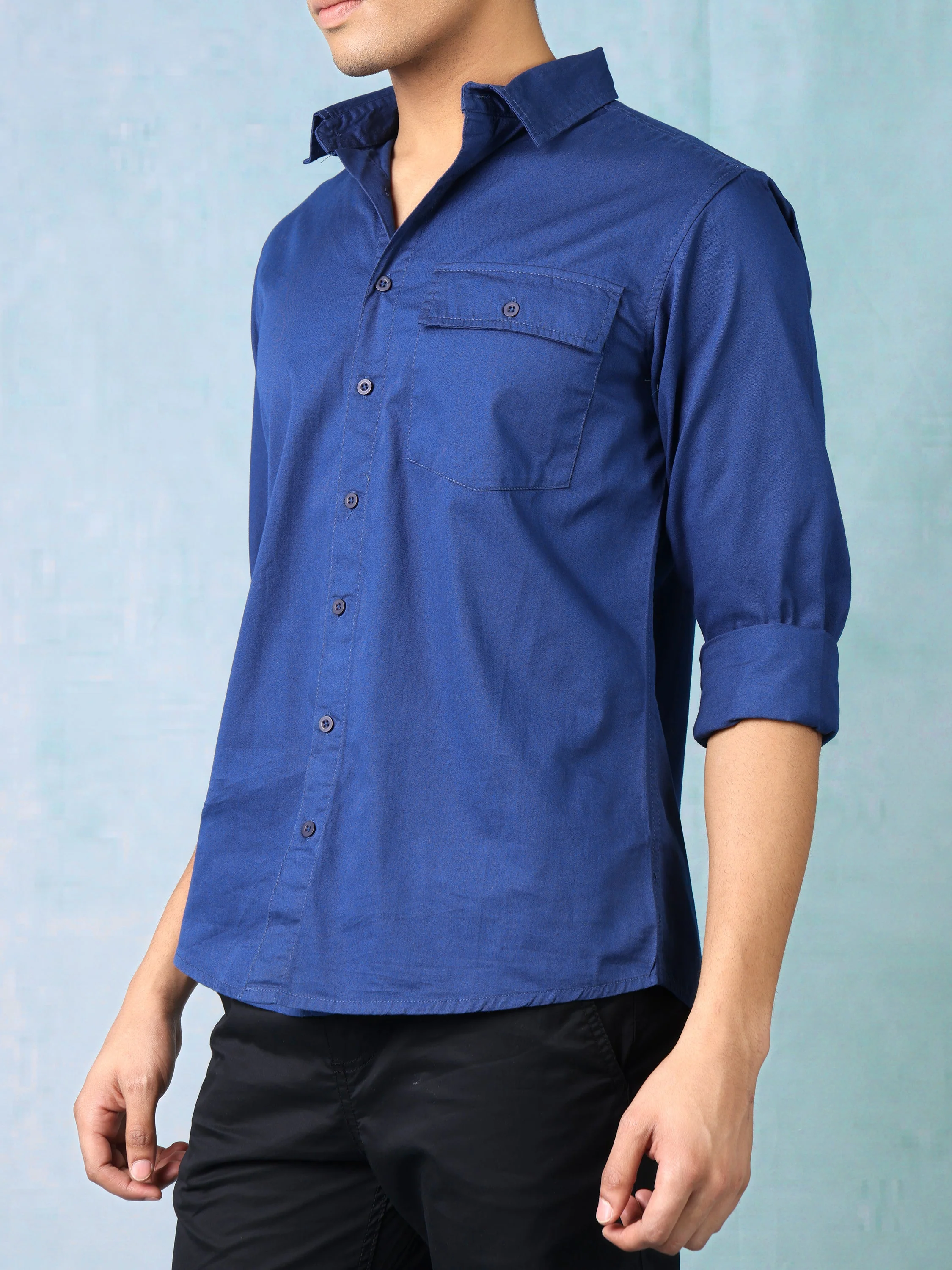 Men Blue Regular Fit Shirt - Image 6