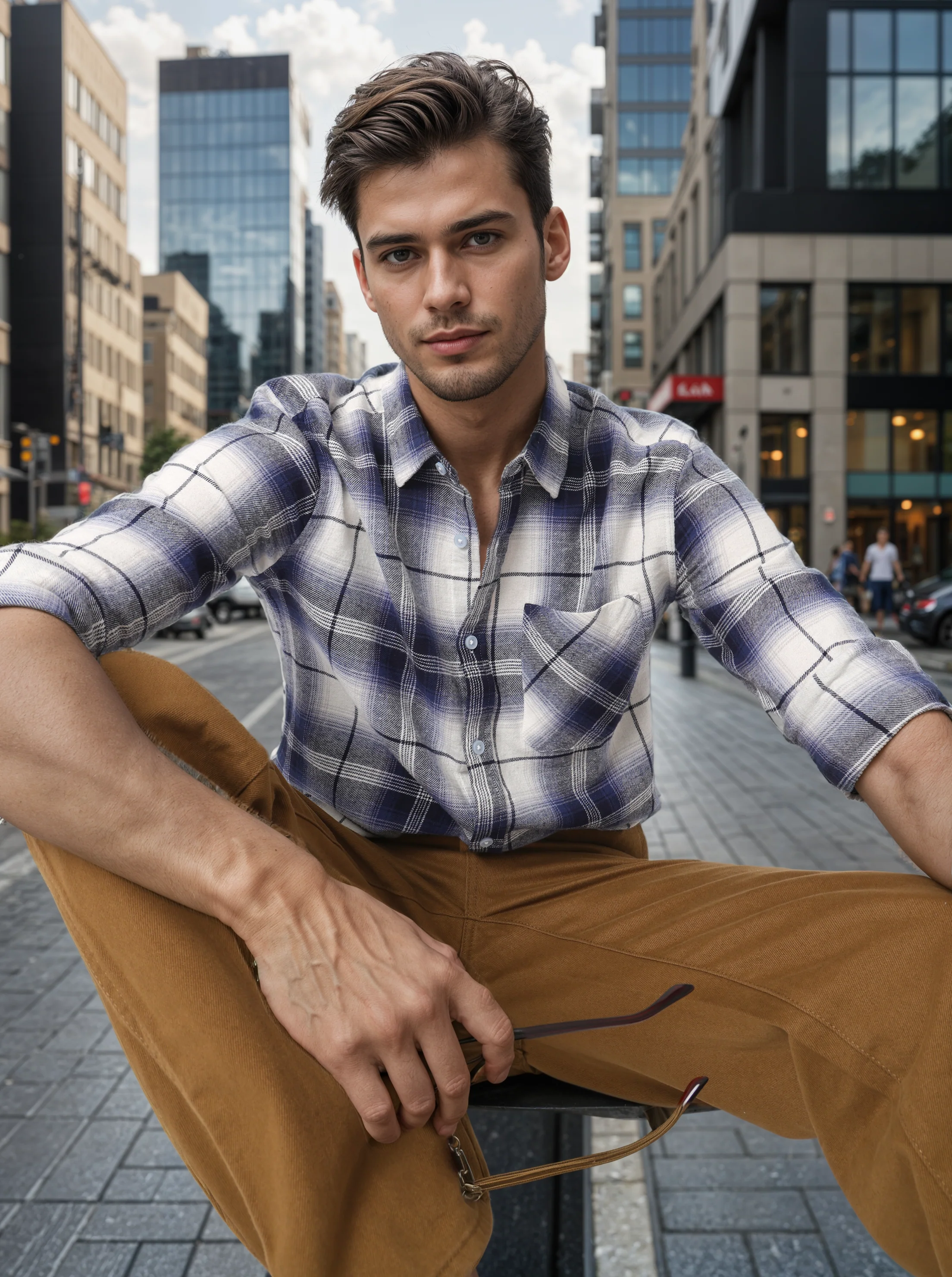 Men Blue Regular Fit Checked Shirt - Image 6