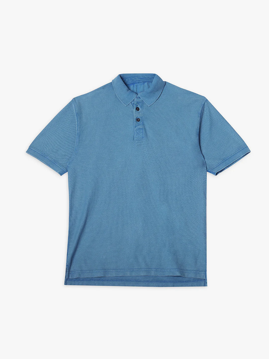 Men Drop Shoulder Oversize Polo Blue T-Shirt - Image 7