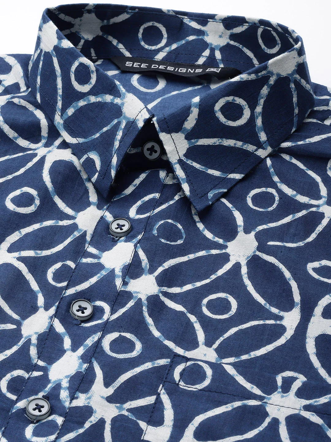 Men Blue Regular Pure Cotton Pathani Printed Men'S Kurta - Image 3