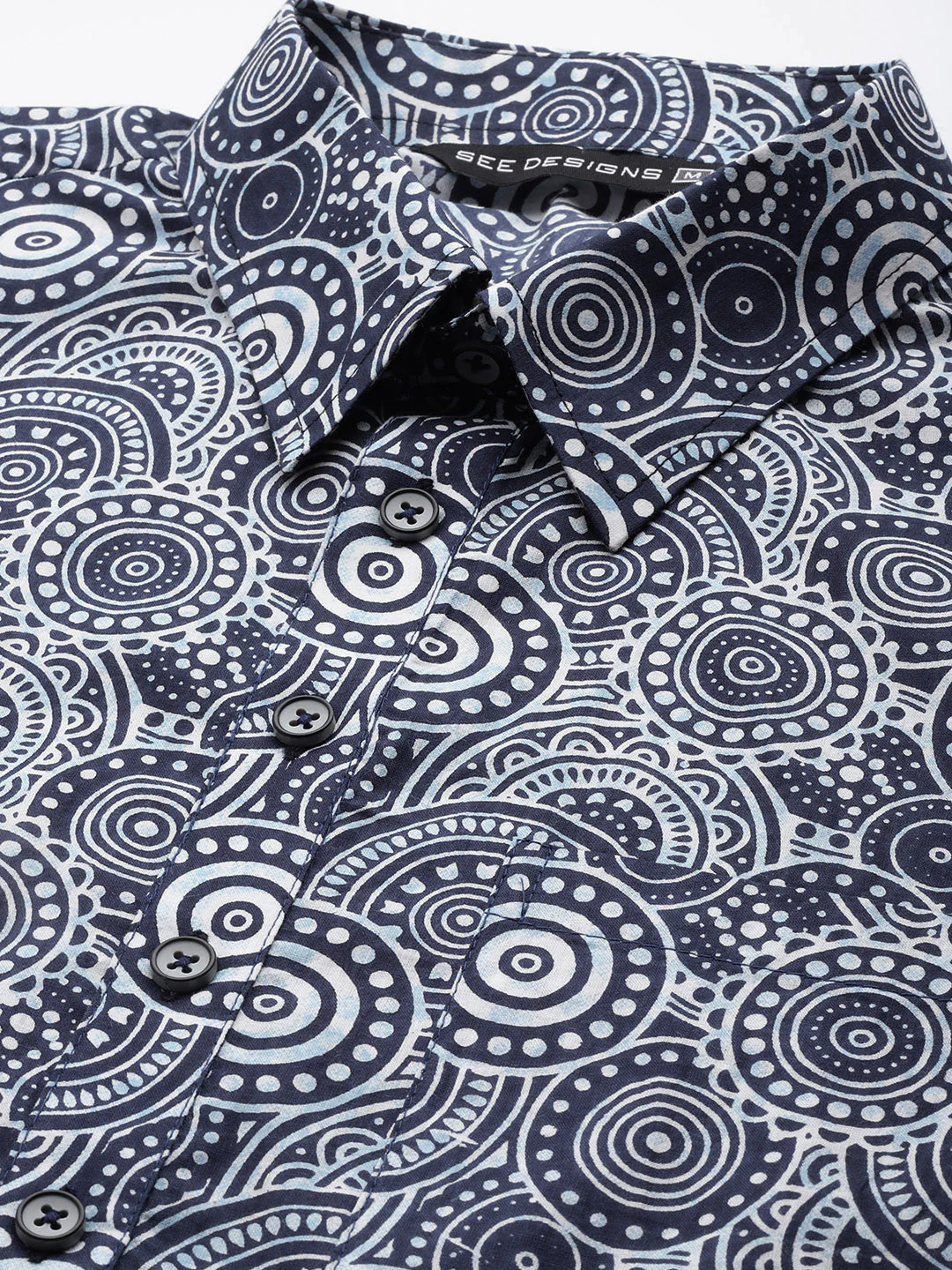 Men Blue Regular Pure Cotton Pathani Printed Men'S Kurta - Image 2