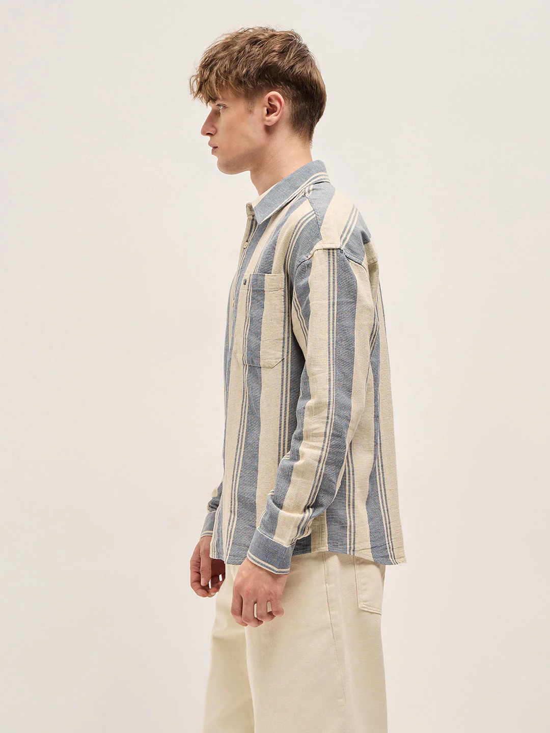 Men Blue Relax Fit Overshirt - Image 3
