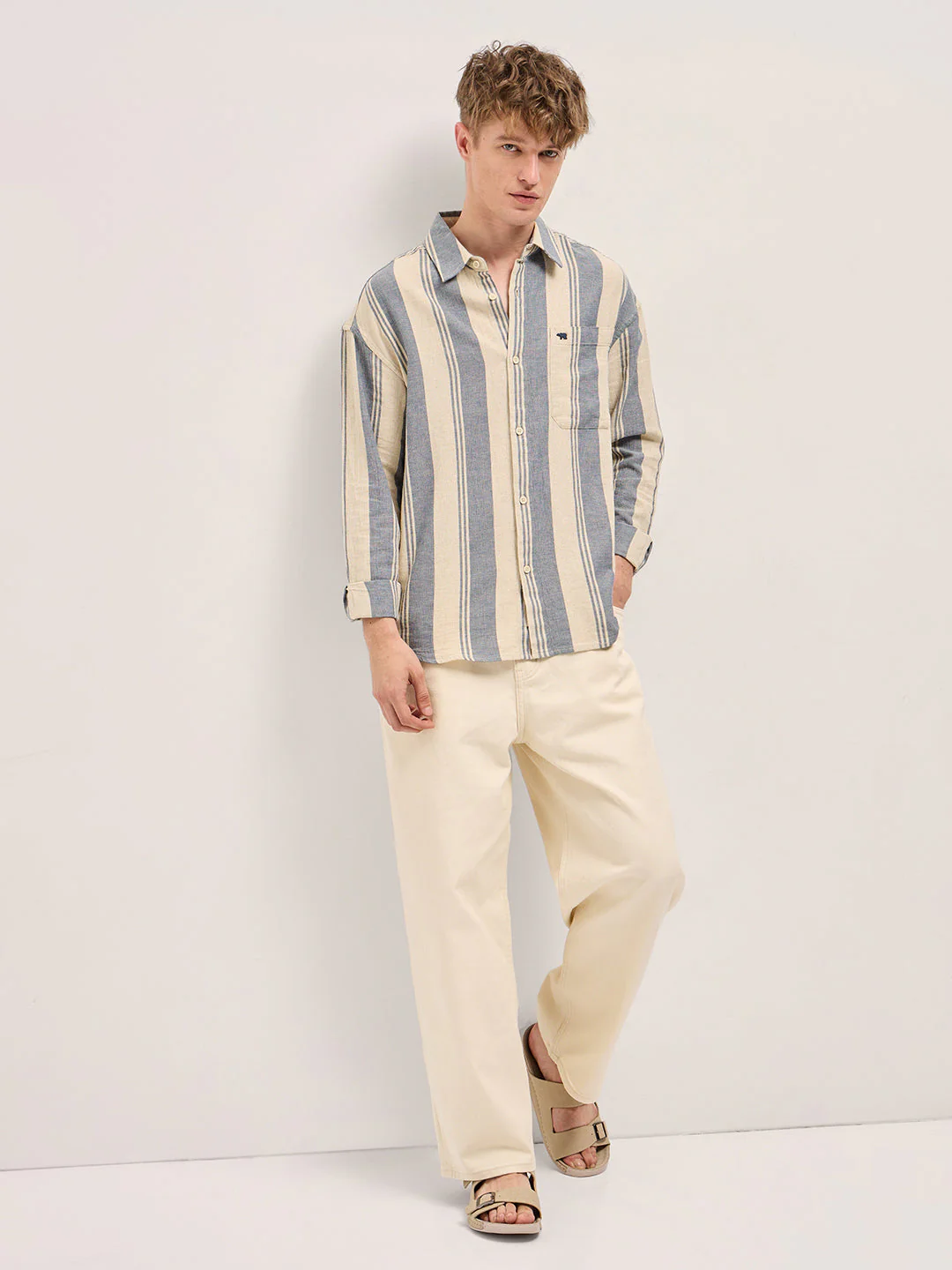 Men Blue Relax Fit Overshirt - Image 4