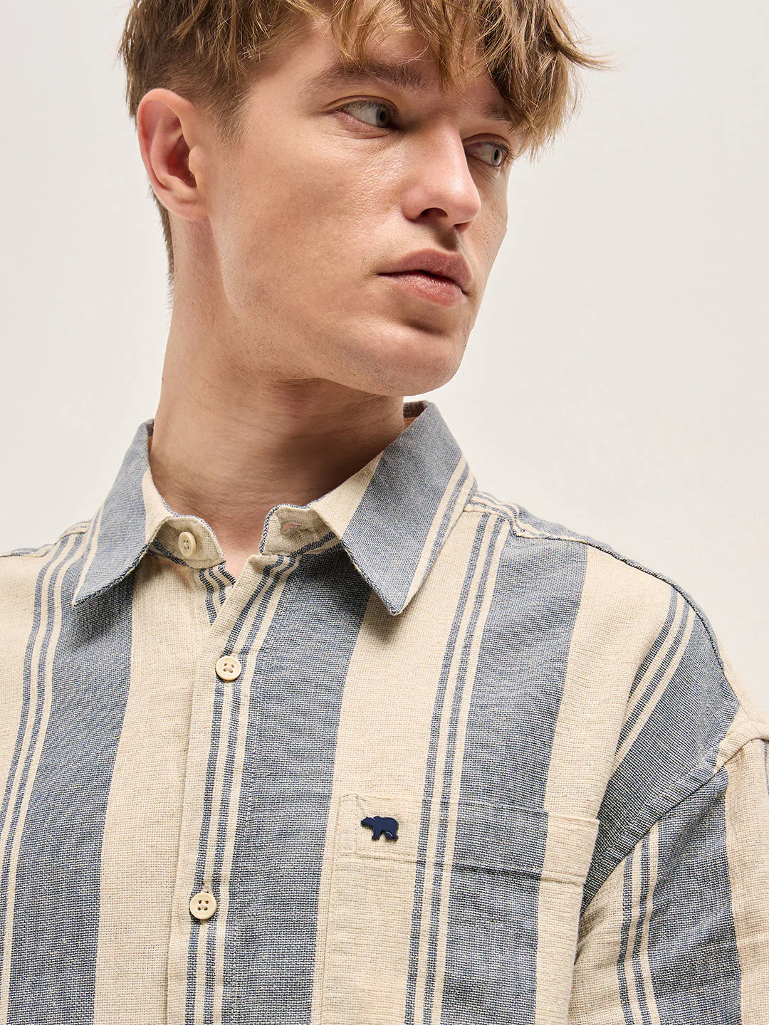 Men Blue Relax Fit Overshirt - Image 5