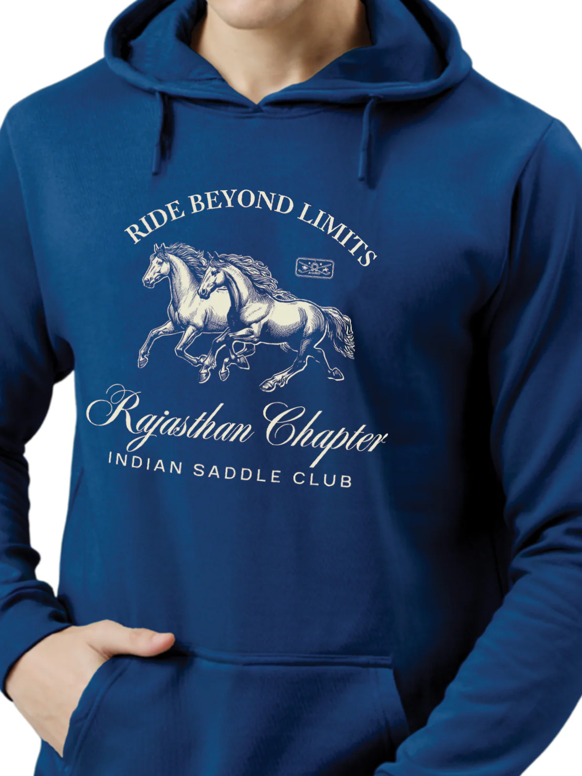 Men Blue Printed Hoodie - Image 2