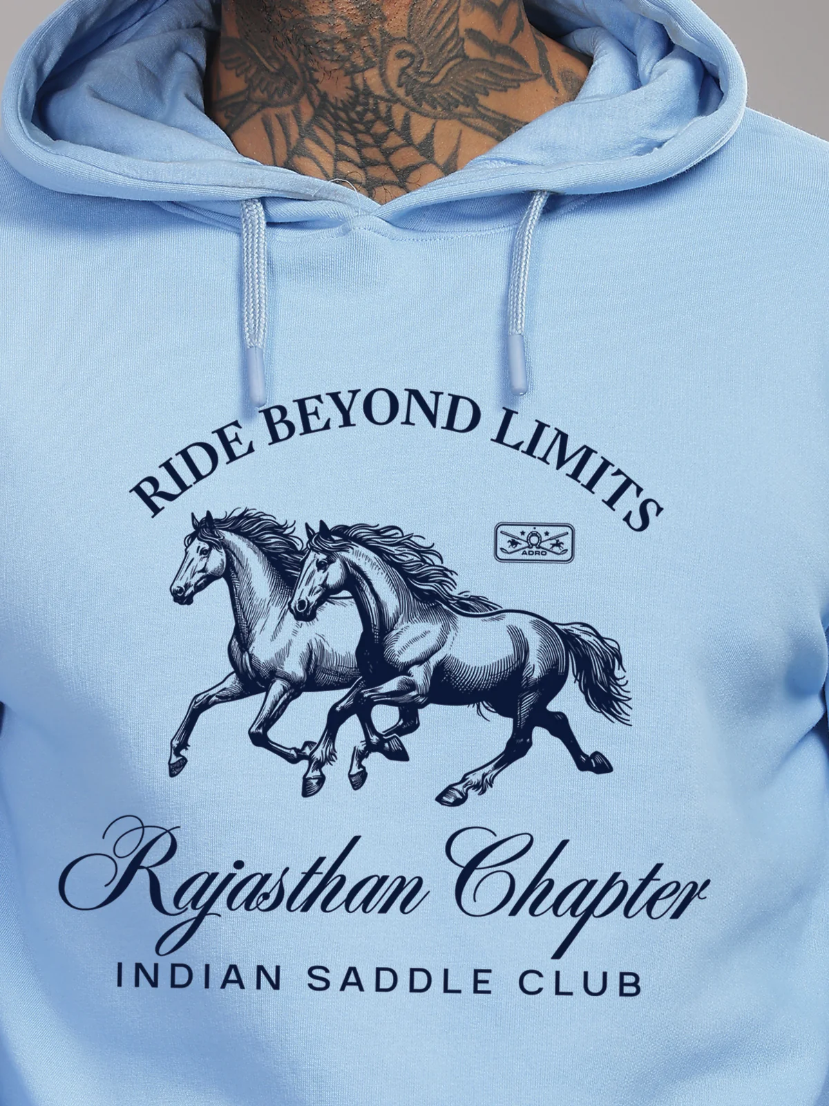 Men Blue Printed Hoodie - Image 2