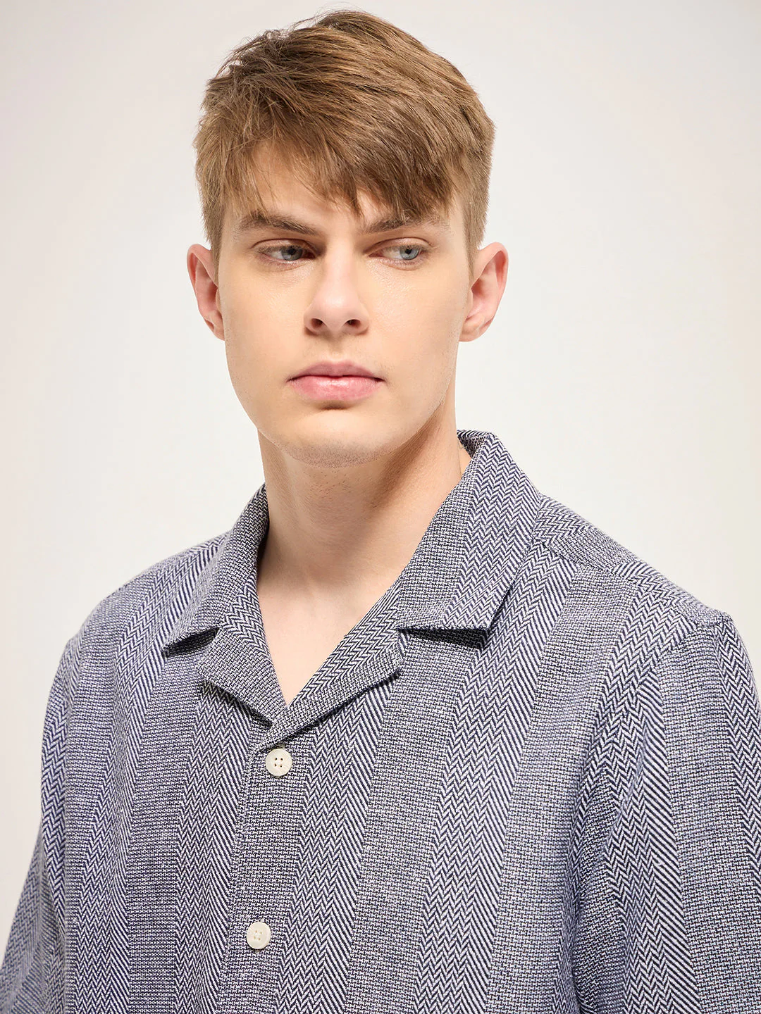 Men Blue Self Design Regular Fit Casual Shirt - Image 4