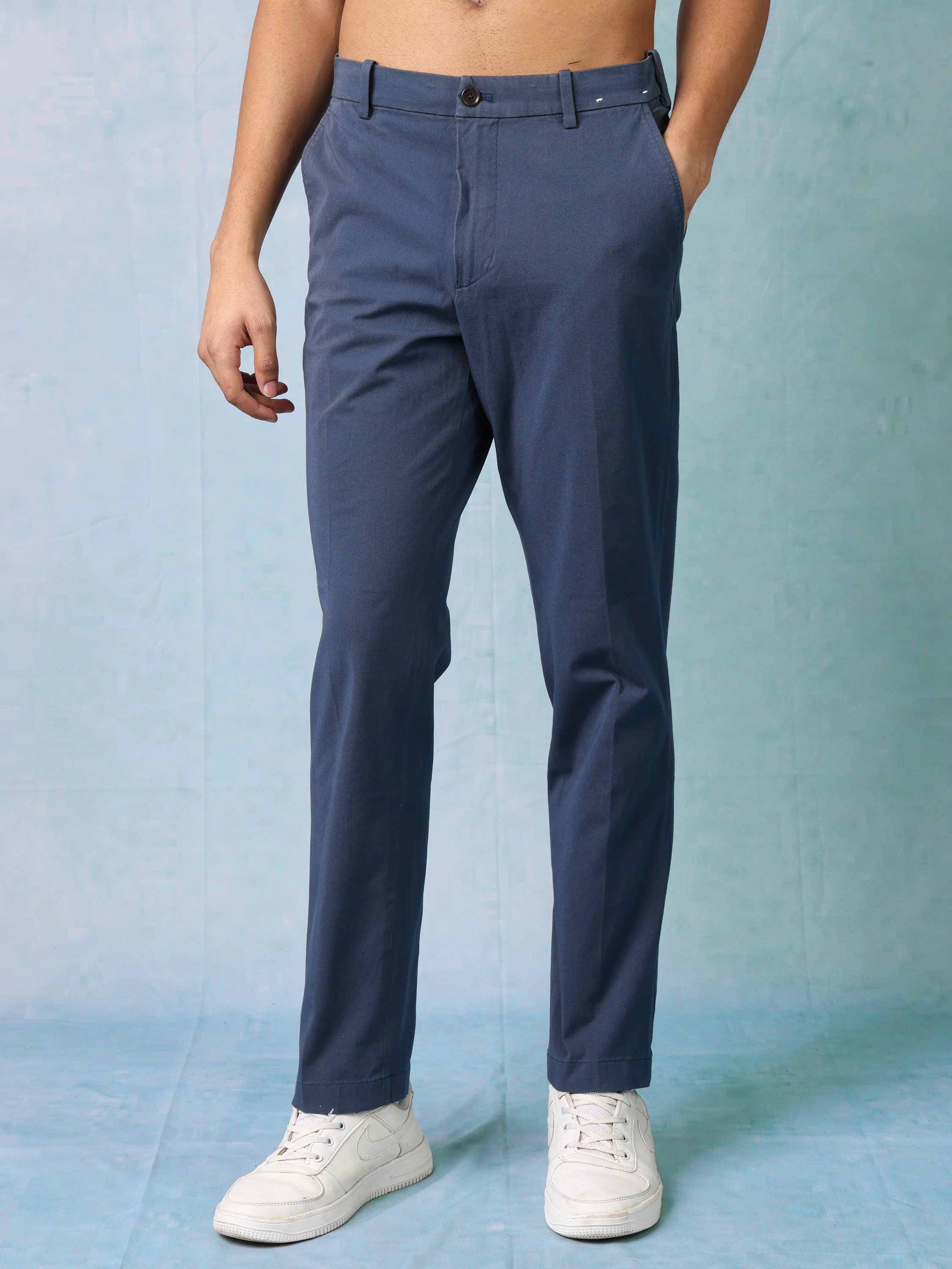 Men Blue Semi Formal Trousers - Image 3