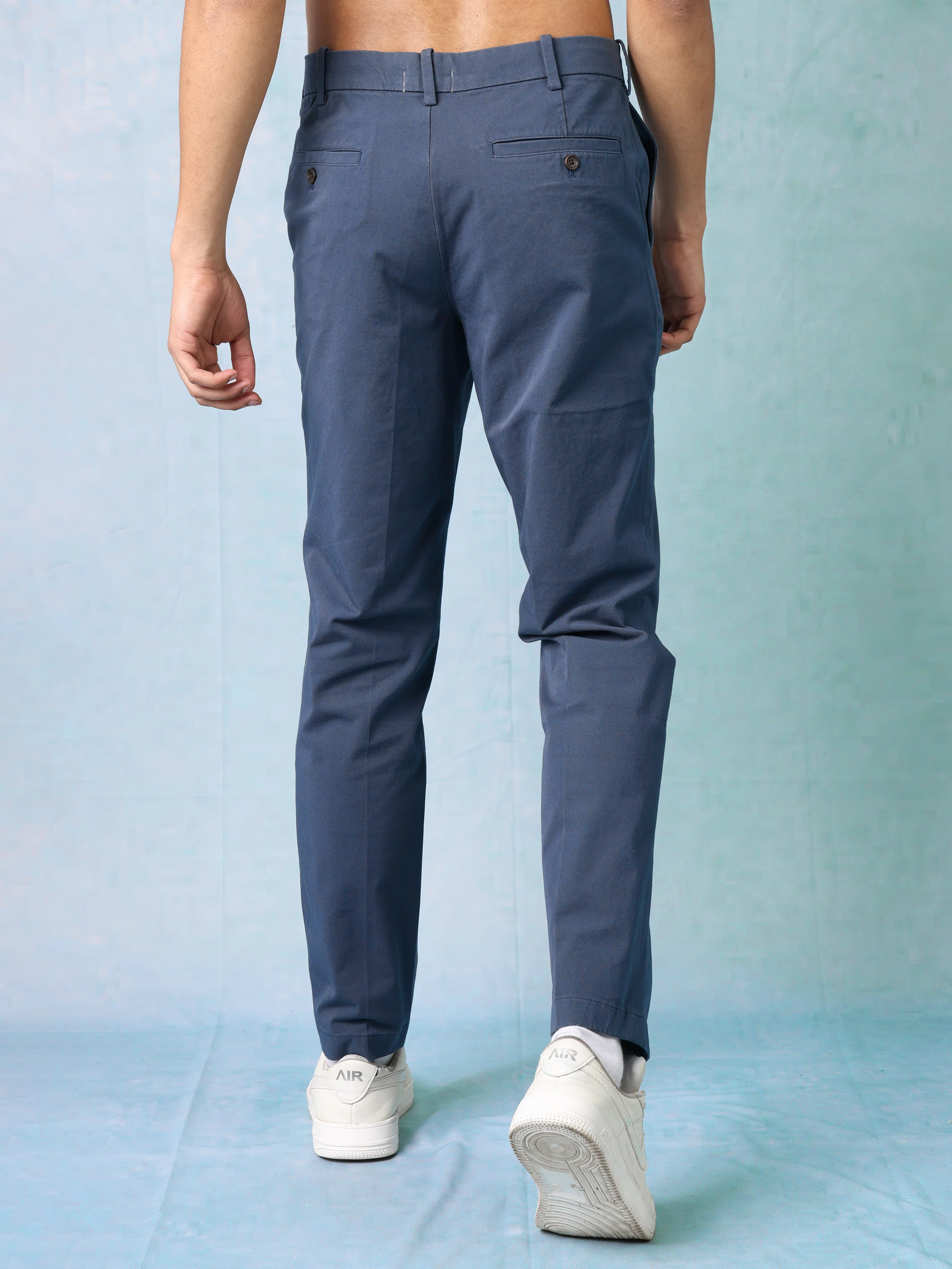 Men Blue Semi Formal Trousers - Image 4