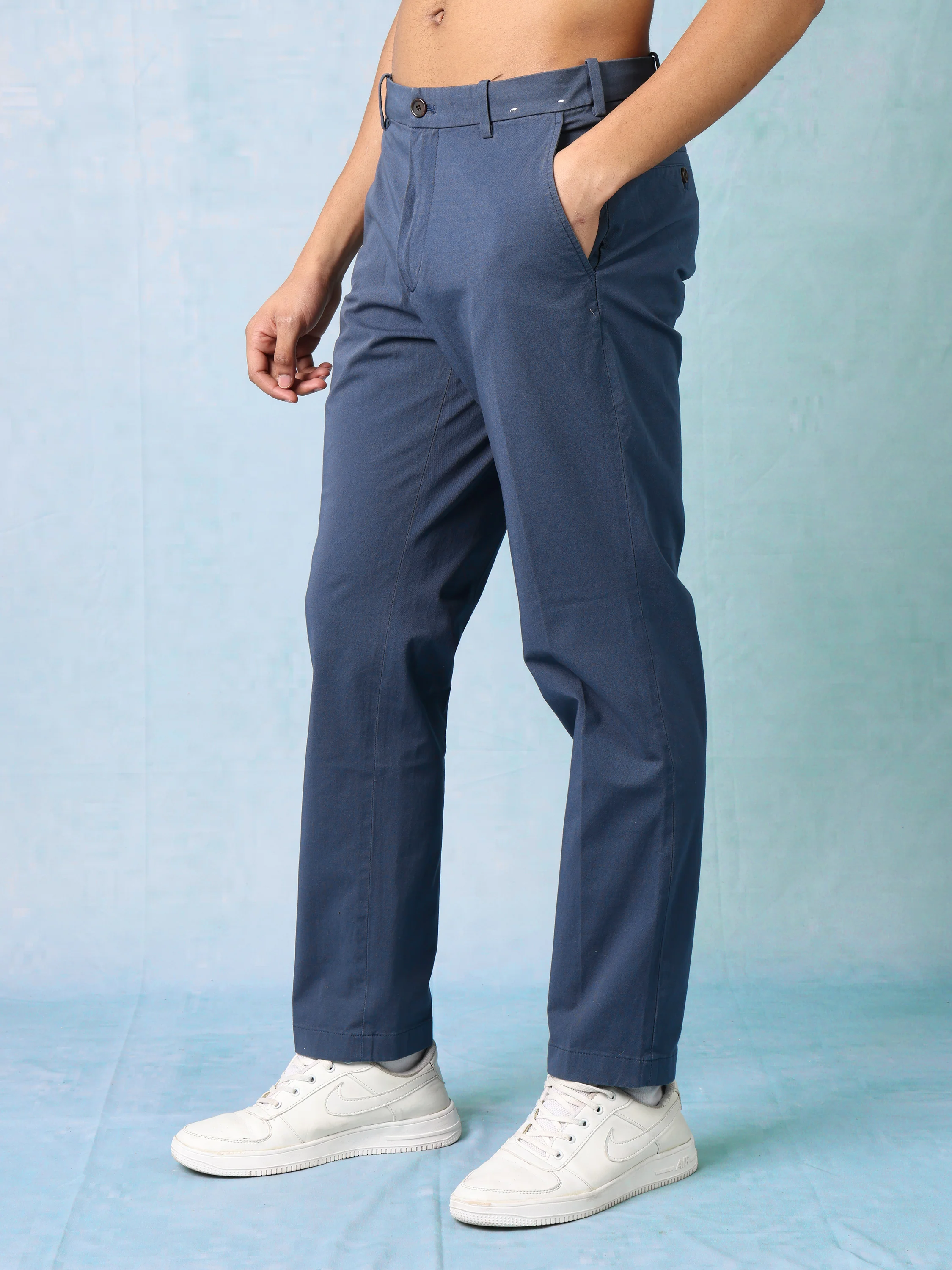 Men Blue Semi Formal Trousers - Image 5