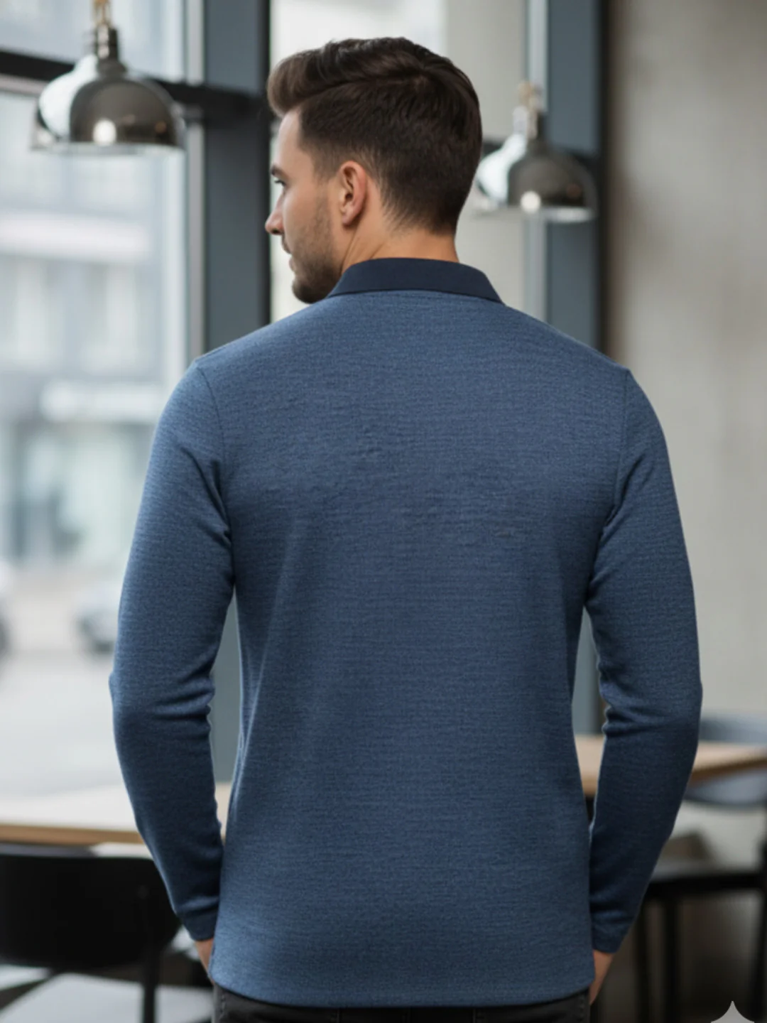 Men Blue Semi-Formal Wear T-Shirt - Image 2