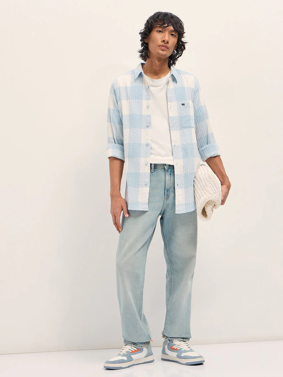 Men Blue Slim Fit Casual Shirt - Image 4